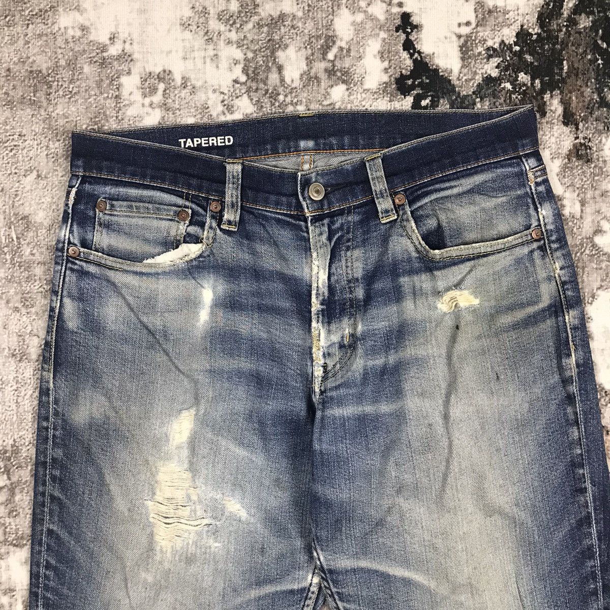 GU × Japanese Brand Vintage G.U Japan Distressed Light Wash Denim Skinny Jeans Size US 33 - 3 Thumbnail