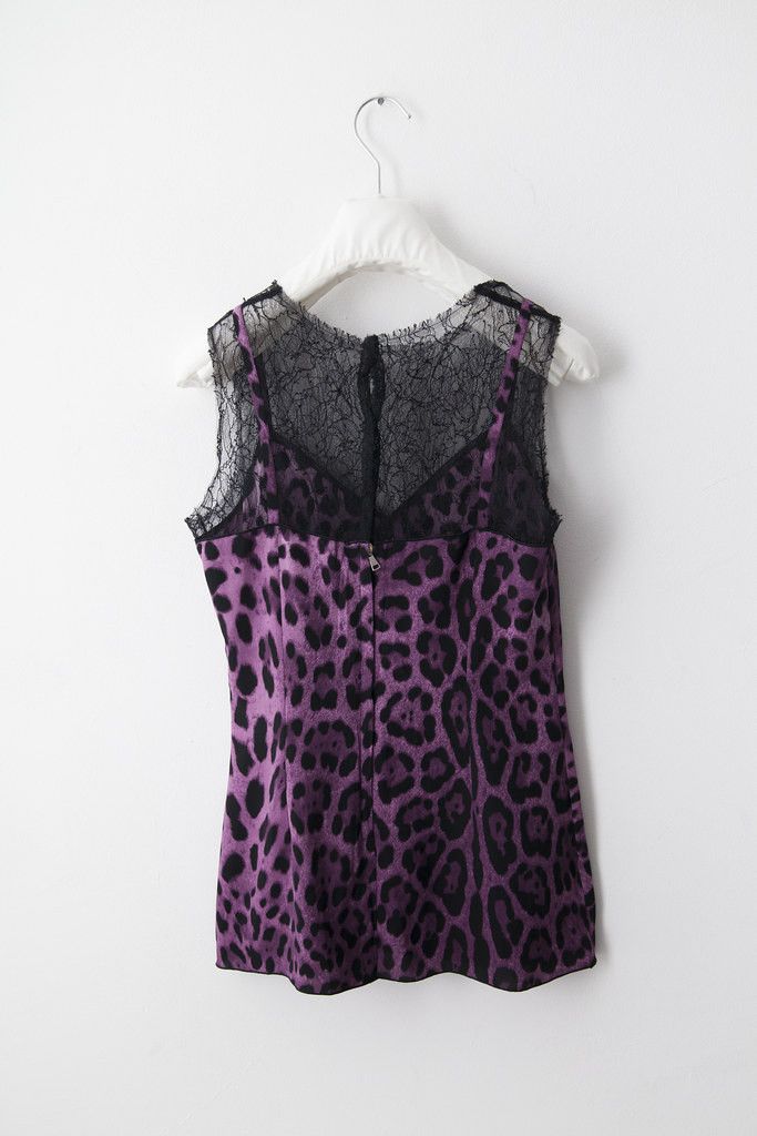 Dolce & Gabbana Purple leopard & lace top Size S / US 4 / IT 40 - 3 Thumbnail