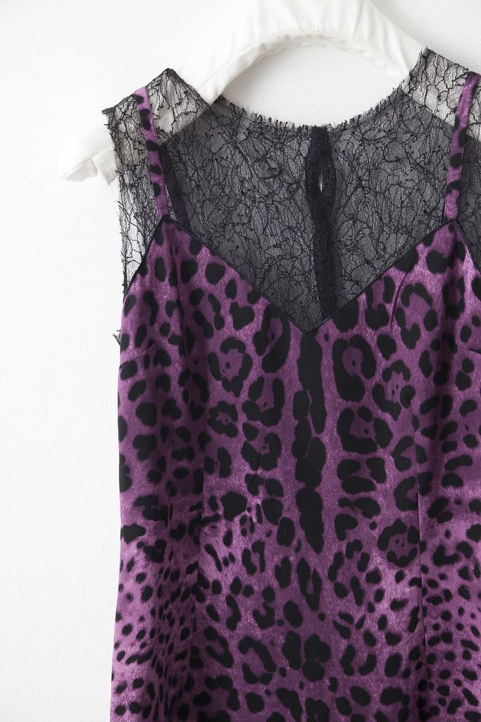 Dolce & Gabbana Purple leopard & lace top Size S / US 4 / IT 40 - 2 Thumbnail