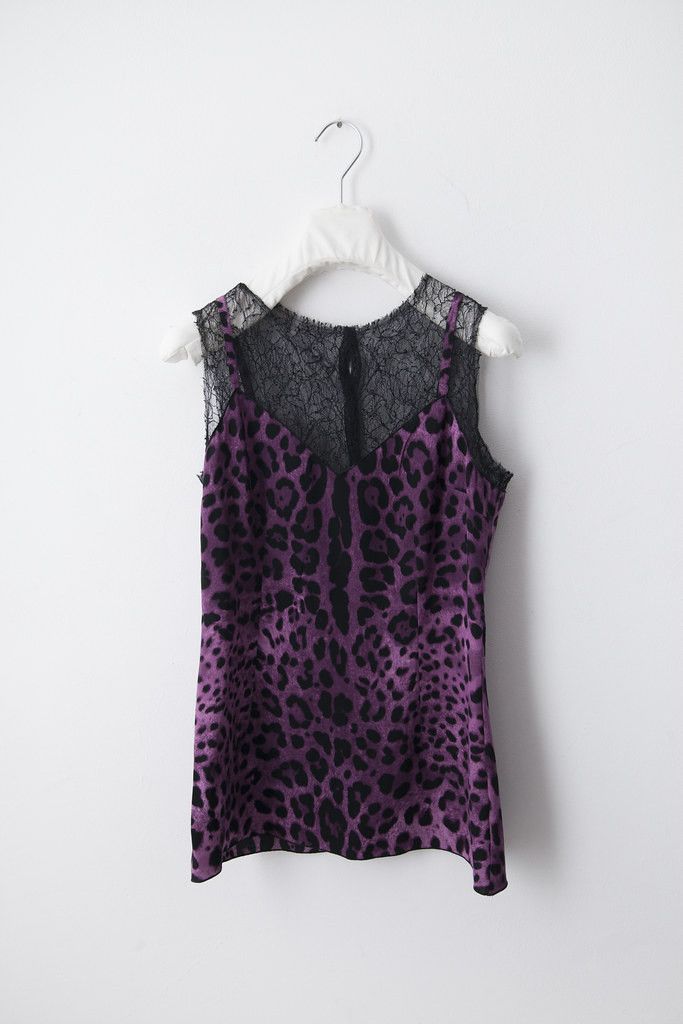 Dolce & Gabbana Purple leopard & lace top Size S / US 4 / IT 40 - 1 Thumbnail