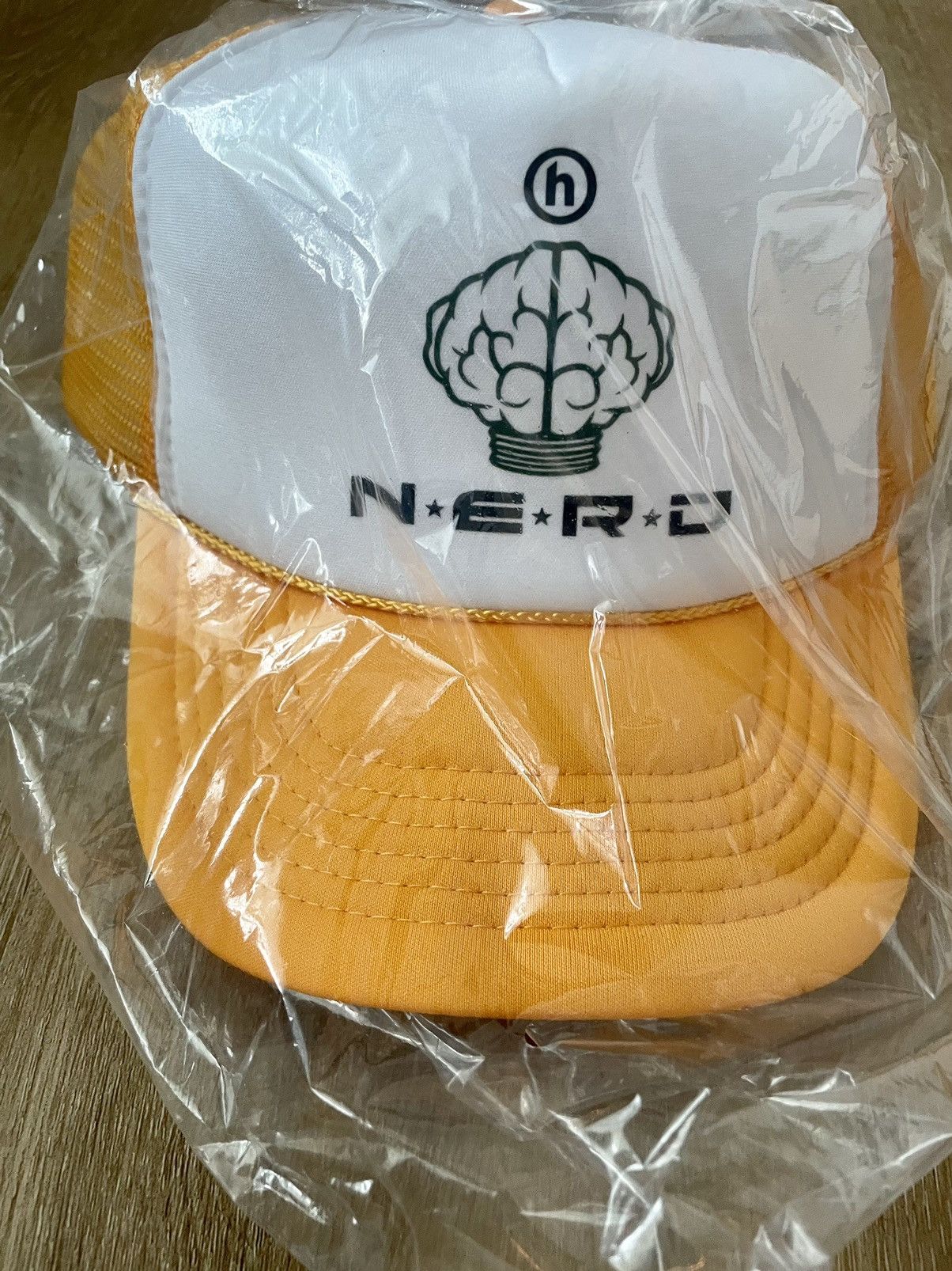 HIDDEN x NERD x Pharrell Trucker SnapBack Hat - White & Yellow - Limited Edition on sale