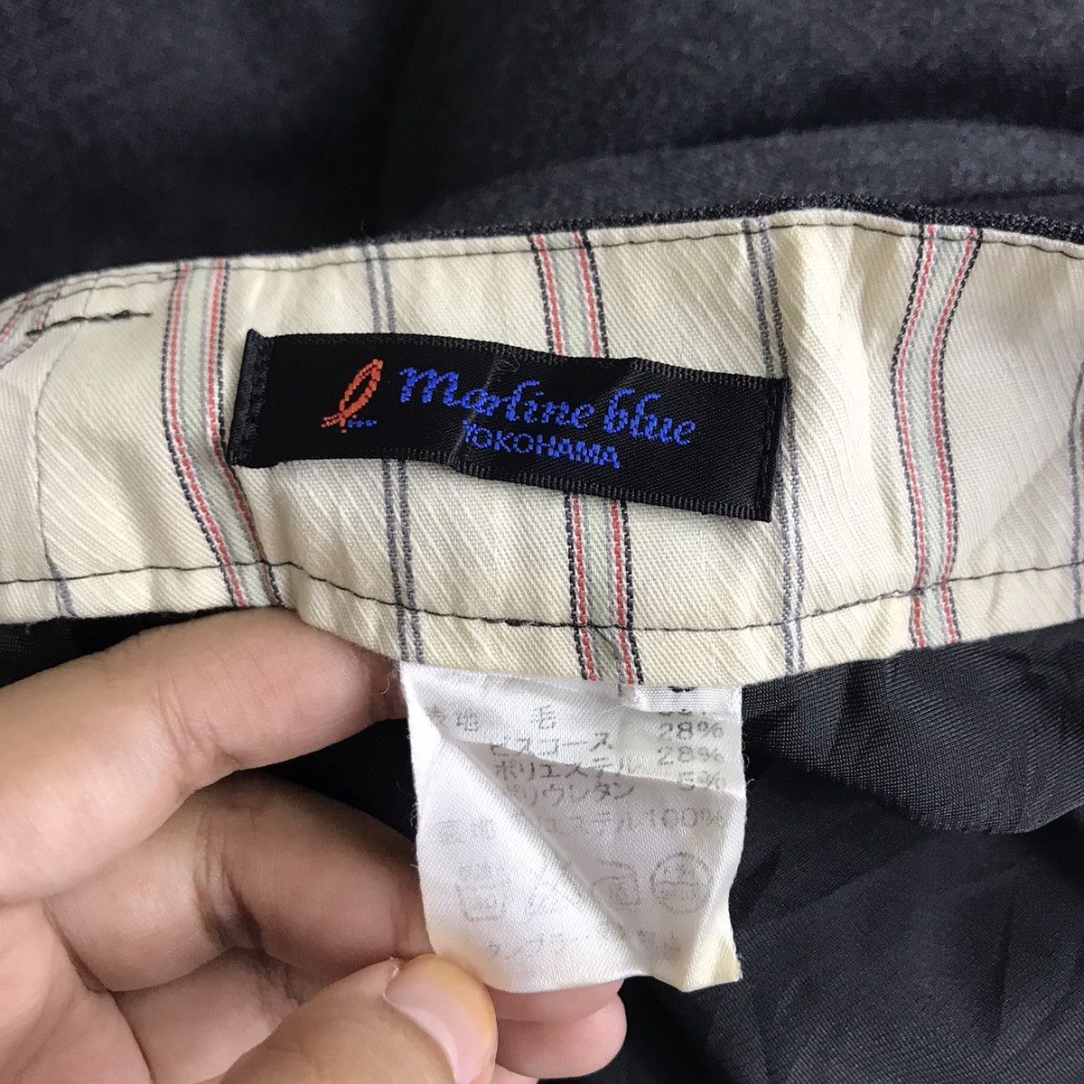 Vintage MARLINE BLUE YOKOHAMA Straight Cut Slack Grey Trousers Pant Size US 30 / EU 46 - 3 Thumbnail