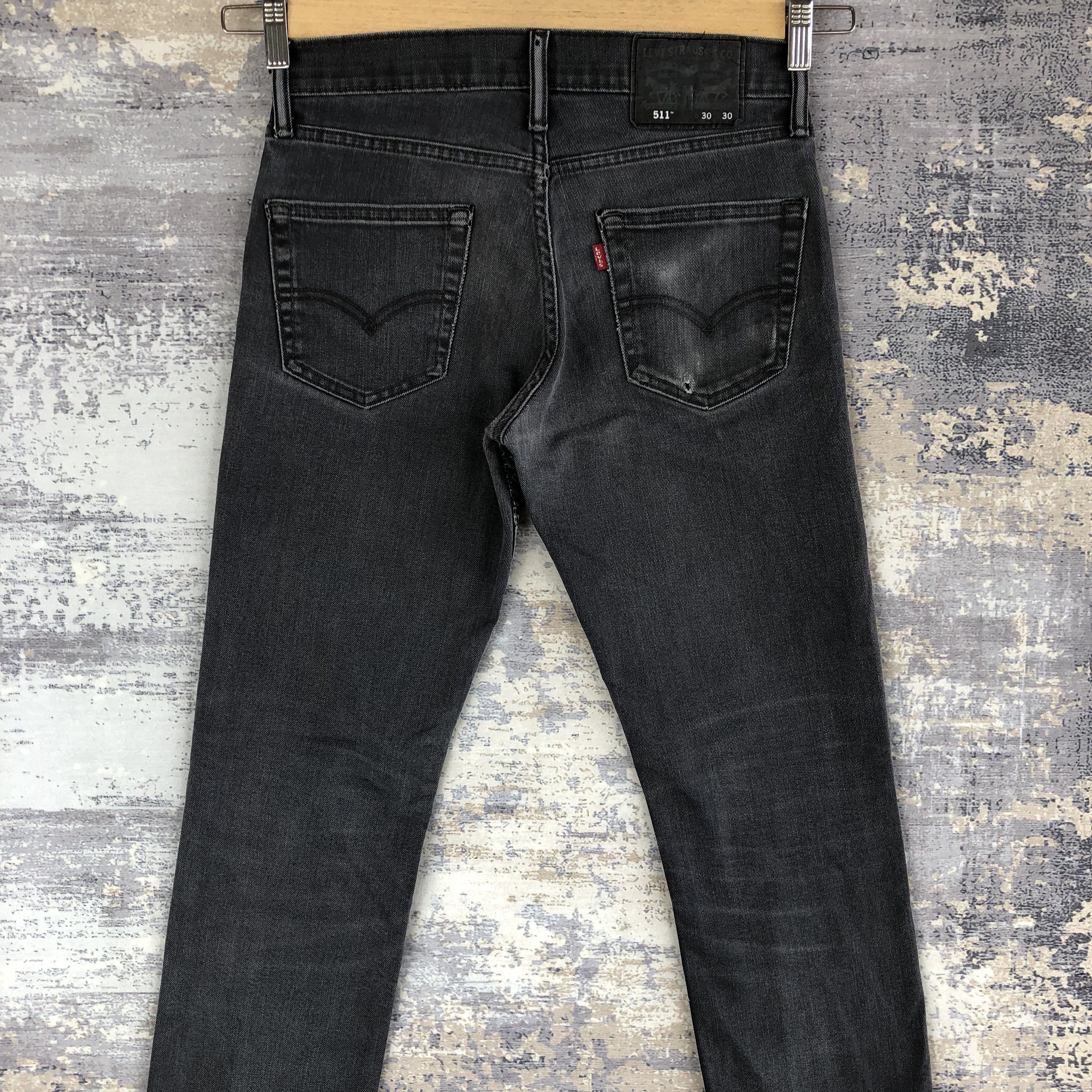 Jean Vintage Levis Faded Black Jeans Levi's 511 Skinny Denim Size 28" / US 6 / IT 42 - 6 Thumbnail