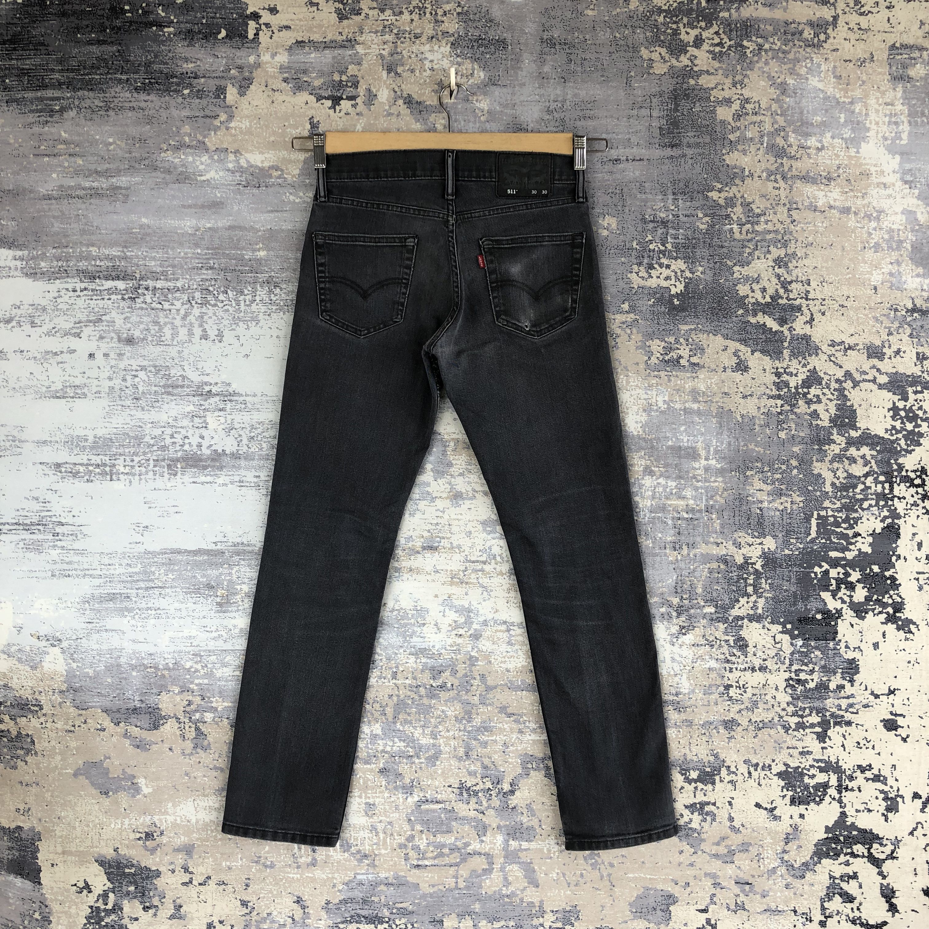 Jean Vintage Levis Faded Black Jeans Levi's 511 Skinny Denim Size 28" / US 6 / IT 42 - 2 Thumbnail