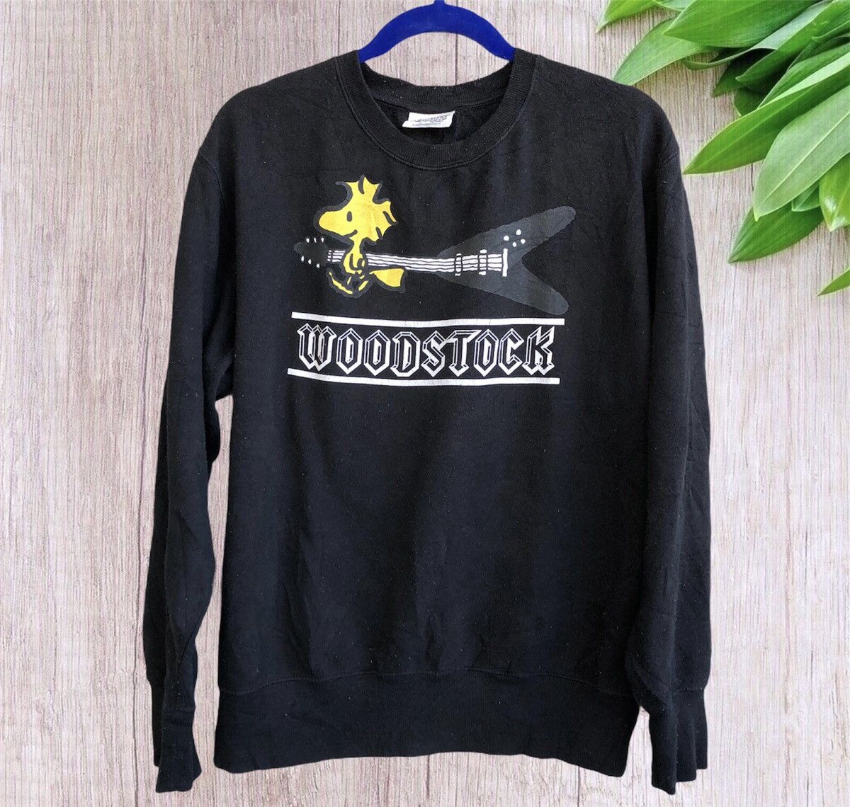 image of Peanuts Metallica Inspired Heavy Metal Woodstock Sweatshirt in Black, Men's (Size Medium)
