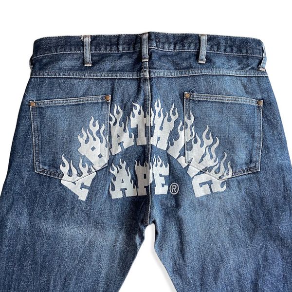 Bape A BATHING APE BAPE flame arch logo jeans | Grailed