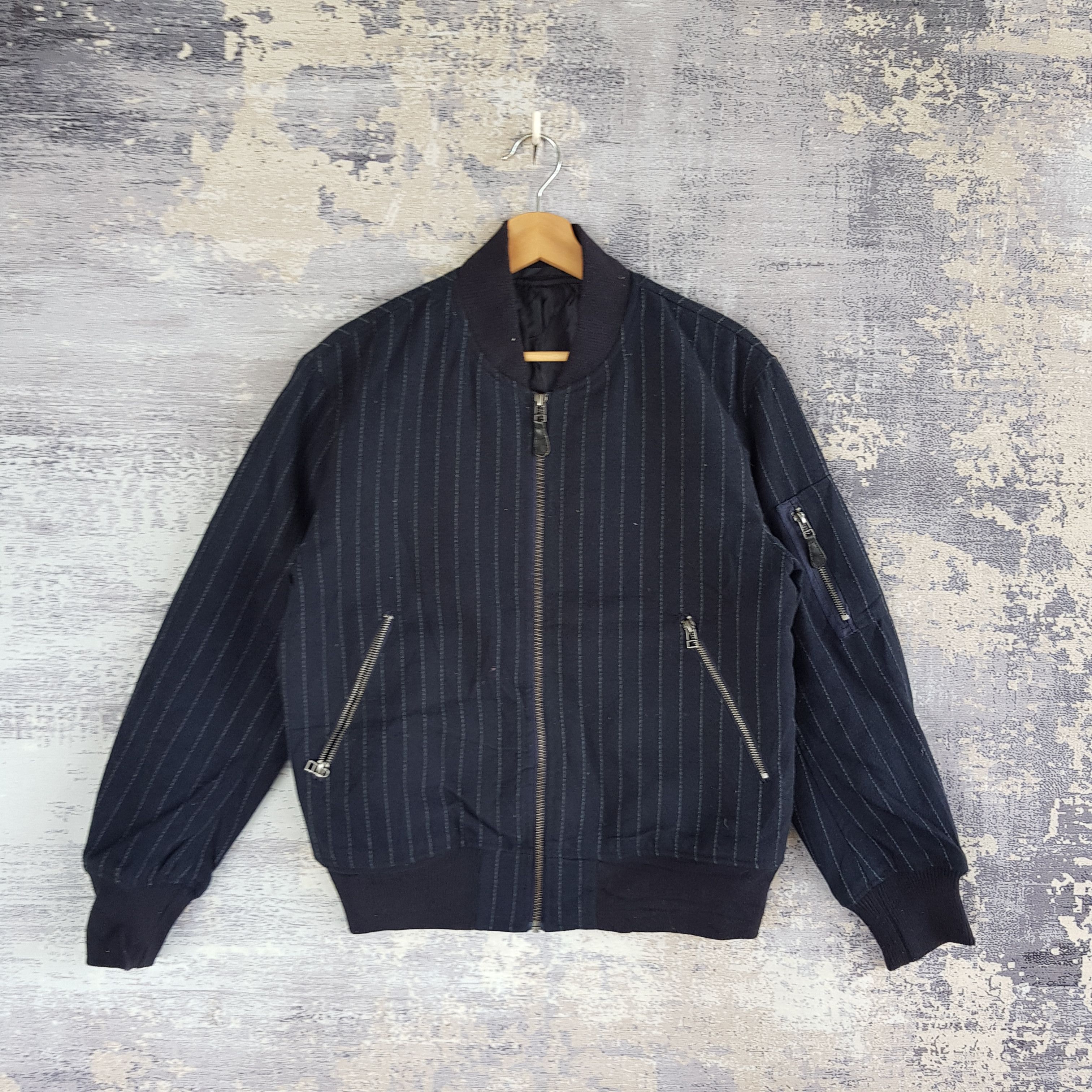 Japanese Brand × Vintage Japanese Varsity Flight Jacket Japanese Zipper Wool Jacket Size US M / EU 48-50 / 2 - 1 Thumbnail