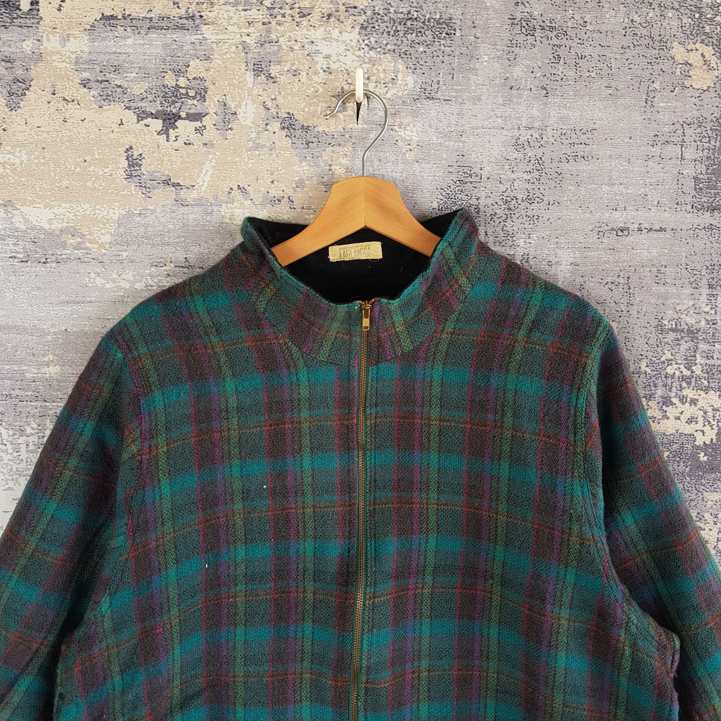 Vintage Vintage 90s Laglanvia Tartan Baggy Varsity Wool Jacket Size US L / EU 52-54 / 3 - 2 Thumbnail