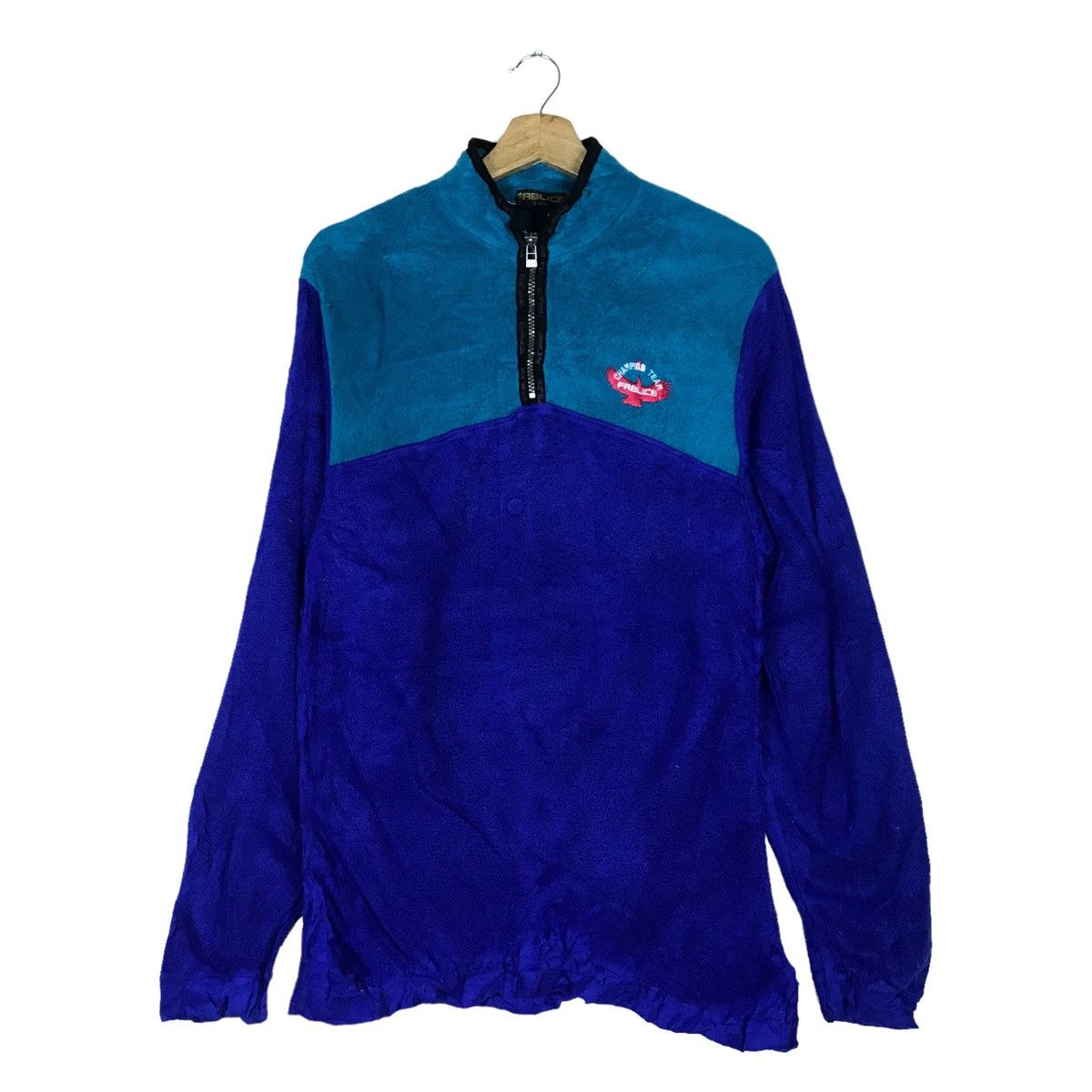 Japanese Brand Fablice Two Tone Quarter Zip Pullover Jumper
