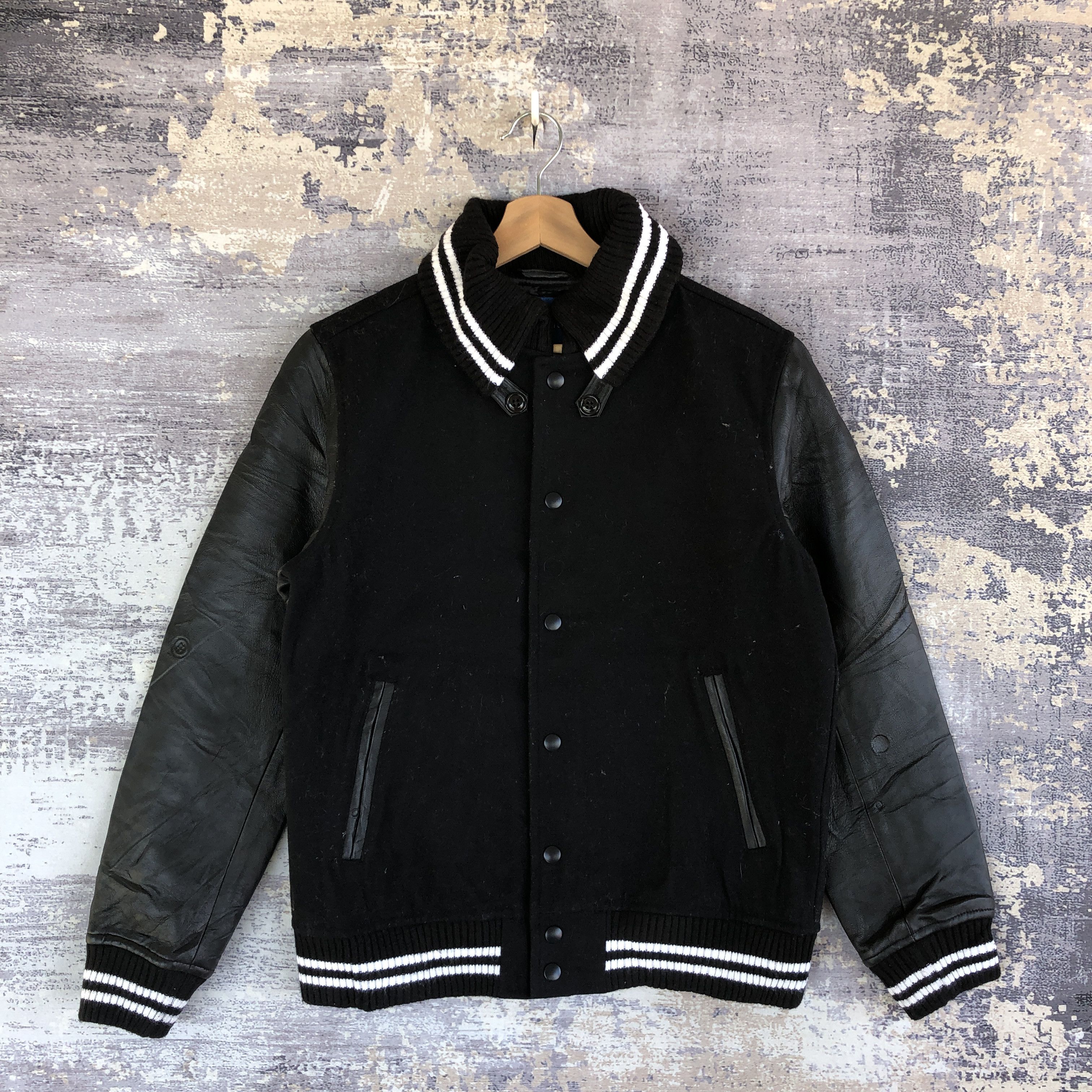 Beams Plus × Vintage Beams Varsity Jacket Japanese Leather Jacket Wool Jacket Size S / US 4 / IT 40 - 1 Thumbnail