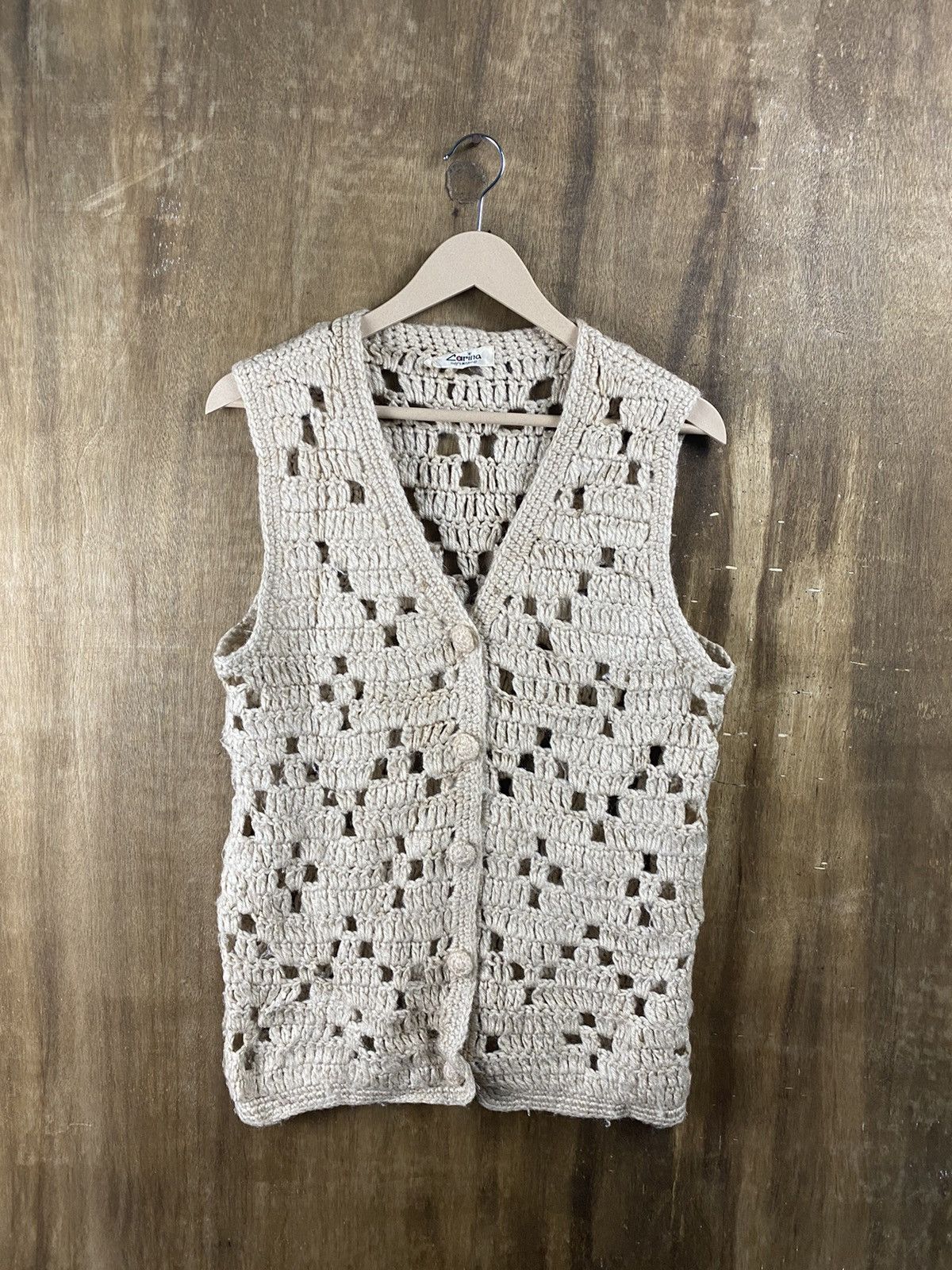 Homespun Knitwear × Japanese Brand Carina Crochet Mesh Net Japanese Cardigan Knitwear #Z064 Size US S / EU 44-46 / 1 - 1 Thumbnail