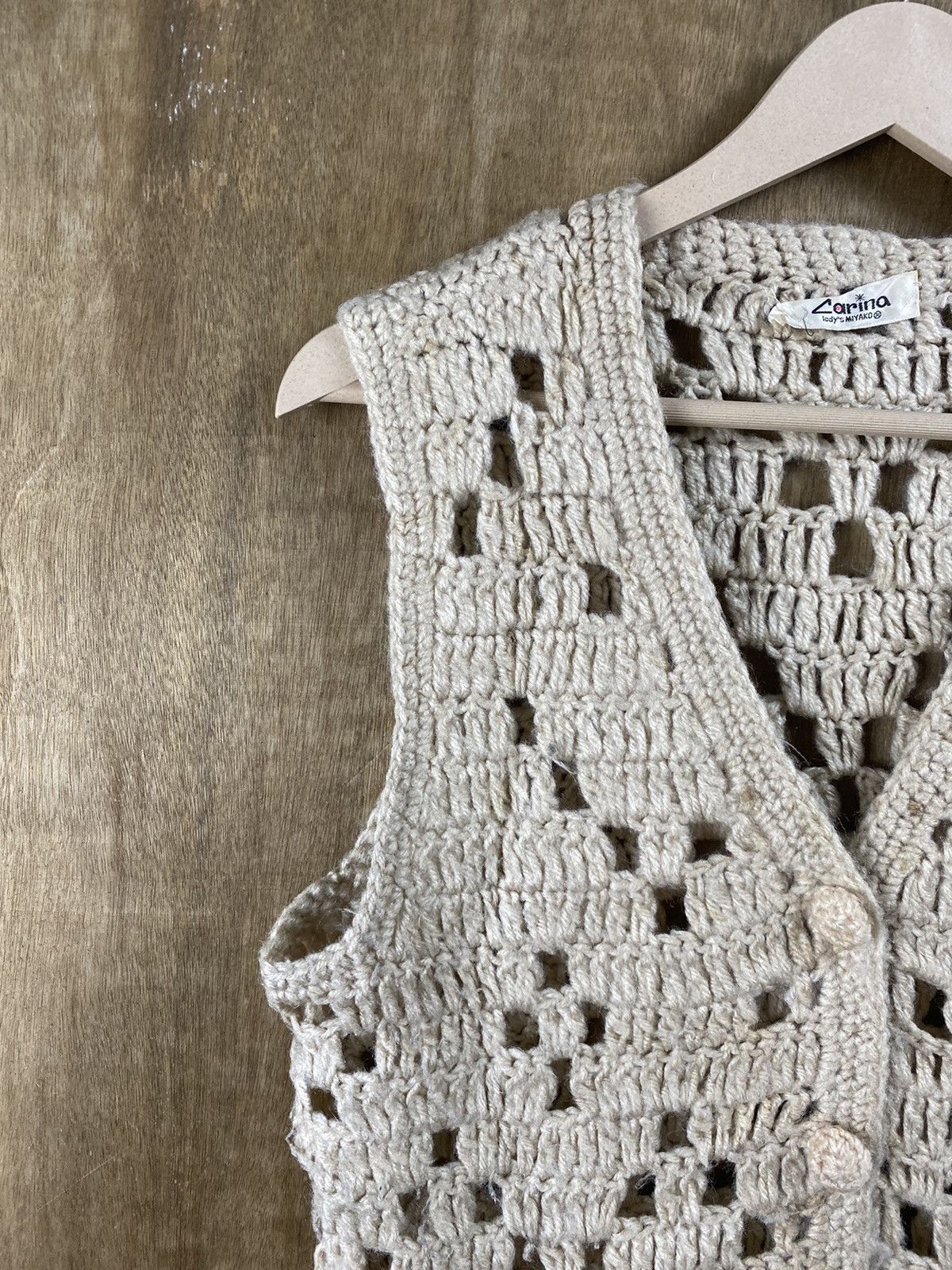 Homespun Knitwear × Japanese Brand Carina Crochet Mesh Net Japanese Cardigan Knitwear #Z064 Size US S / EU 44-46 / 1 - 4 Thumbnail