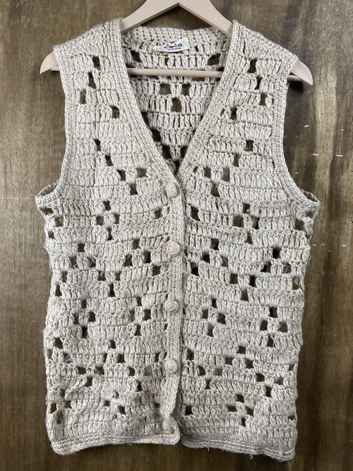 Homespun Knitwear × Japanese Brand Carina Crochet Mesh Net Japanese Cardigan Knitwear #Z064 Size US S / EU 44-46 / 1 - 7 Thumbnail