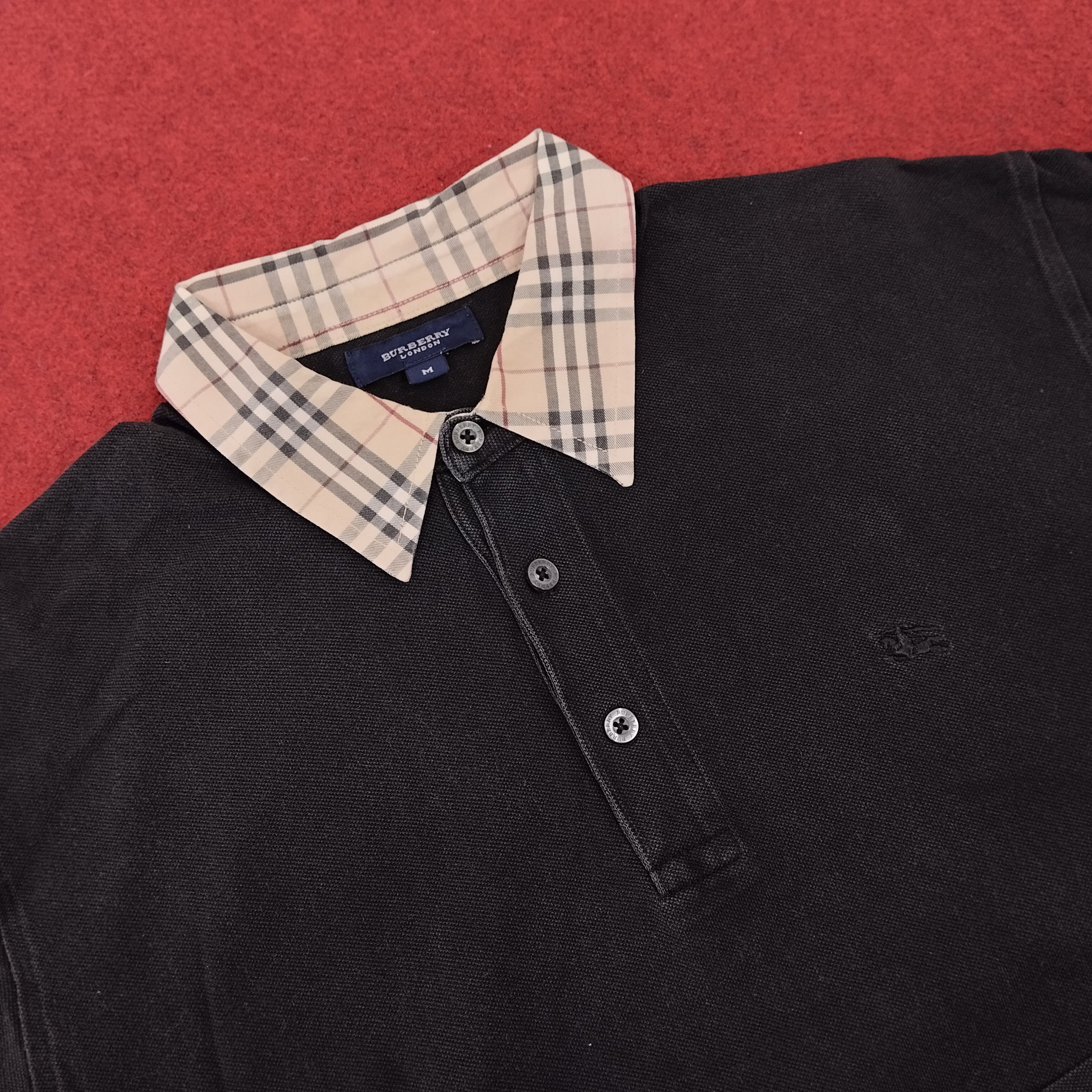 Burberry × Vintage BURBERRY Nova Check Collar Design Polos Size US L / EU 52-54 / 3 - 3 Thumbnail