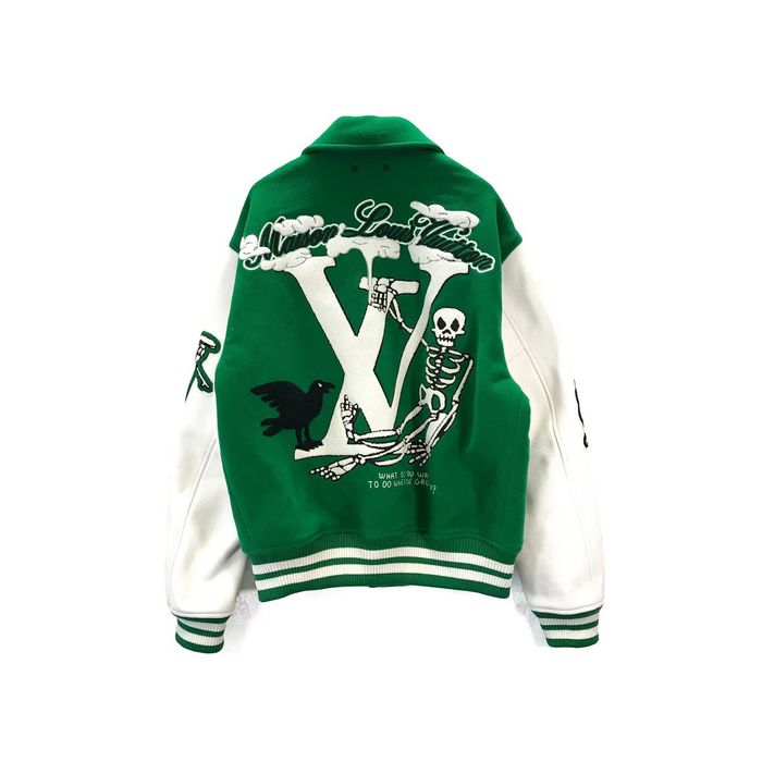 Louis Vuitton Louis Vuitton FW21 Varsity Jacket Green Grailed