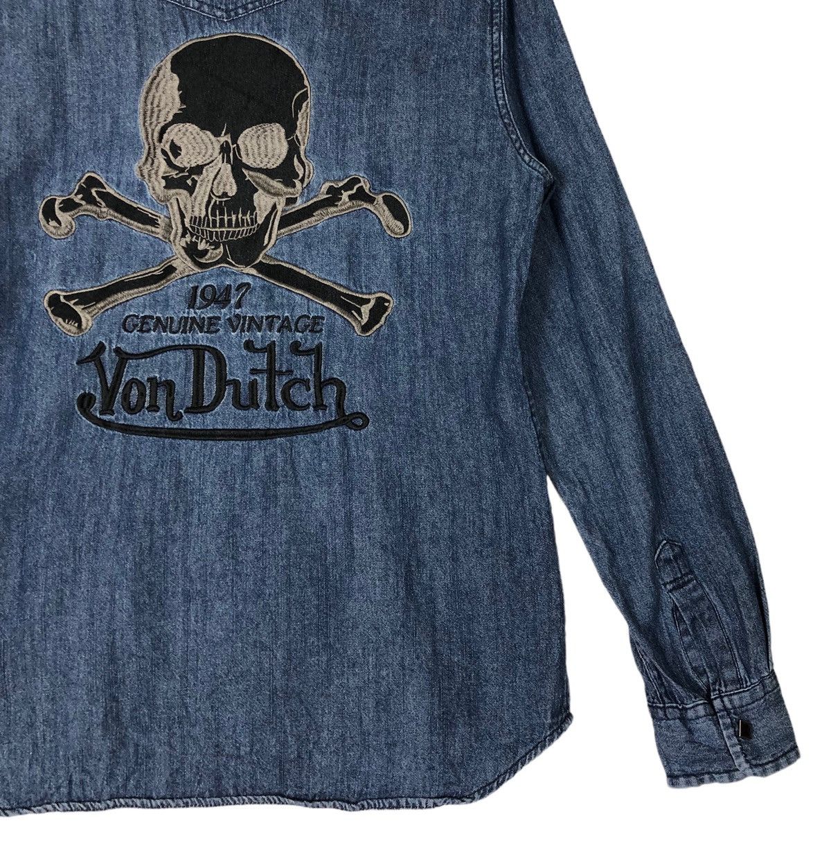 Von Dutch Von Dutch Western Denim Embroidery Bones Logo Button Shirt Size US L / EU 52-54 / 3 - 6 Thumbnail