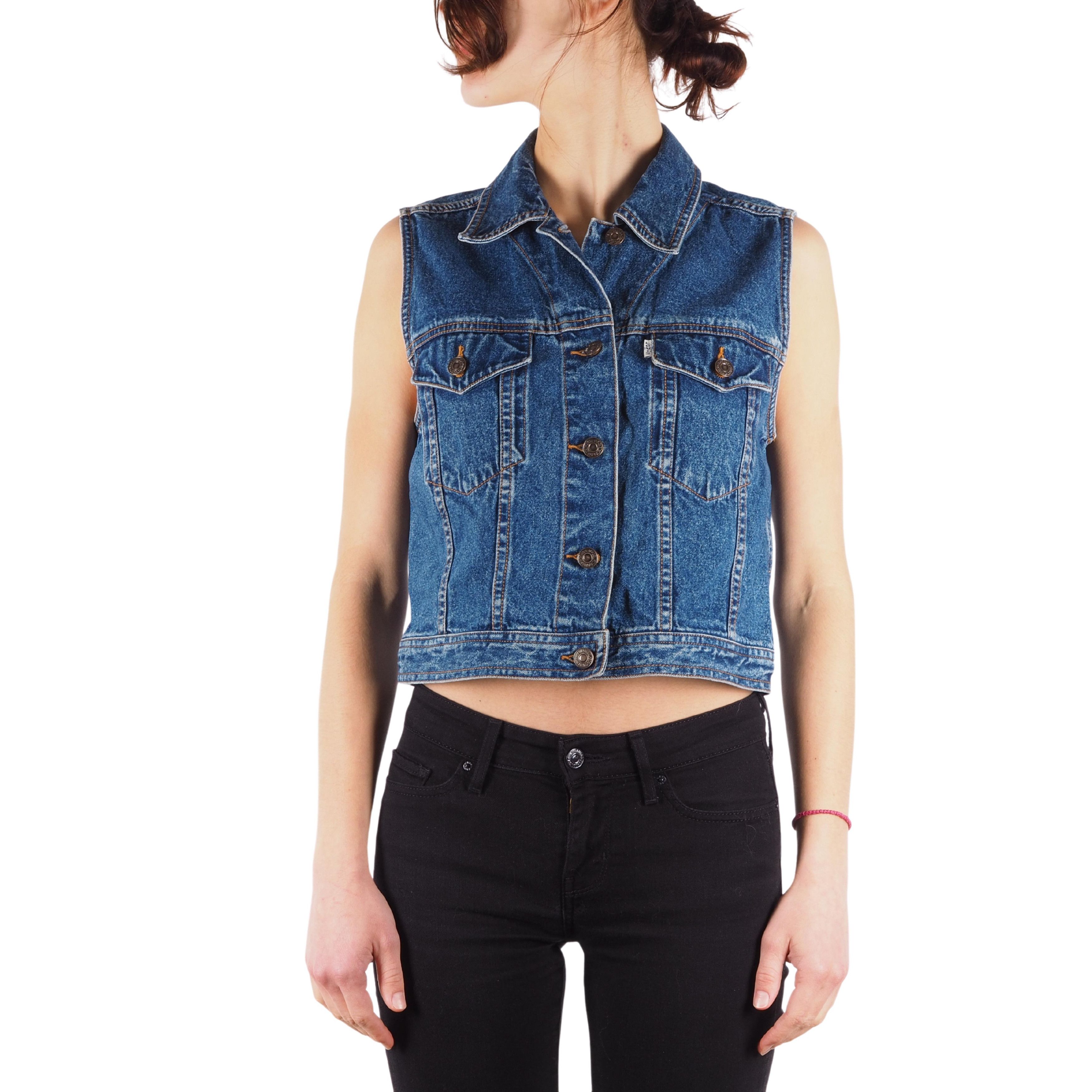 Levis Vintage Blue Denim Jean Vest Jacket size M Rare