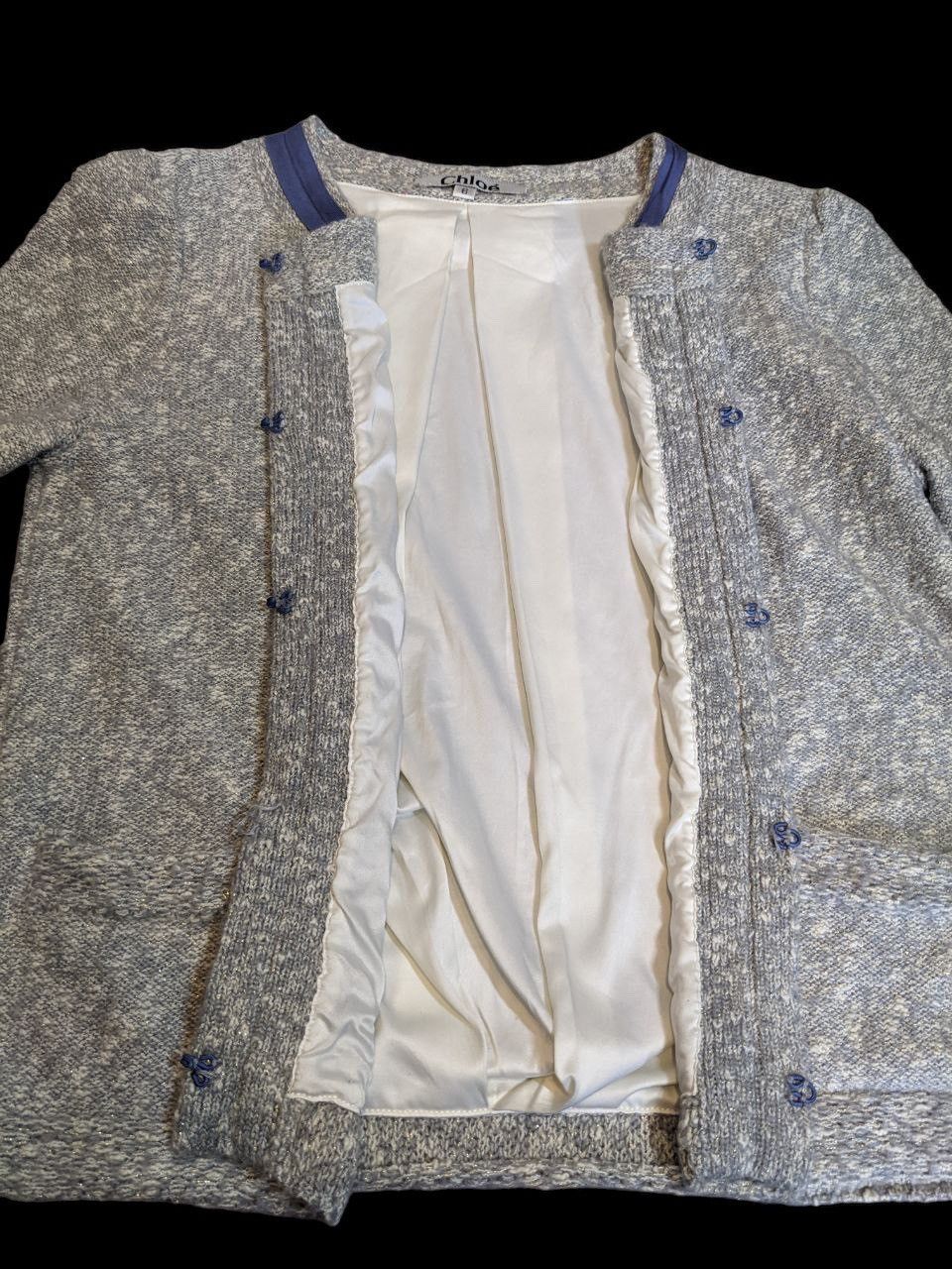 Chloe × Vintage CHLOE ARCHIVE 90s-00s VINTAGE GLITTER JACKET Size XS / US 0-2 / IT 36-38 - 9 Thumbnail