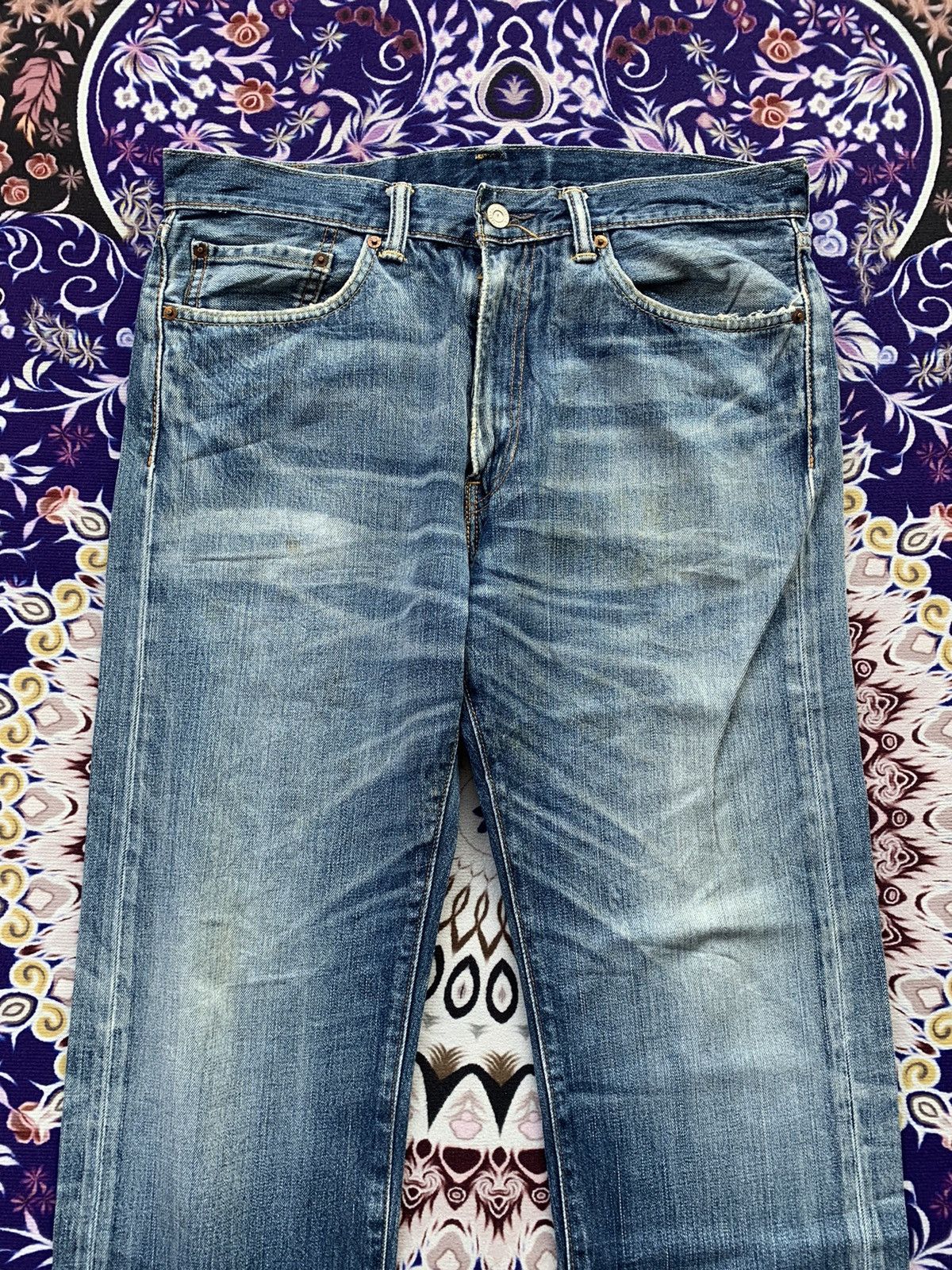 Levi's Levis 505 Single R Faded Wash Denim Size US 35 - 4 Thumbnail