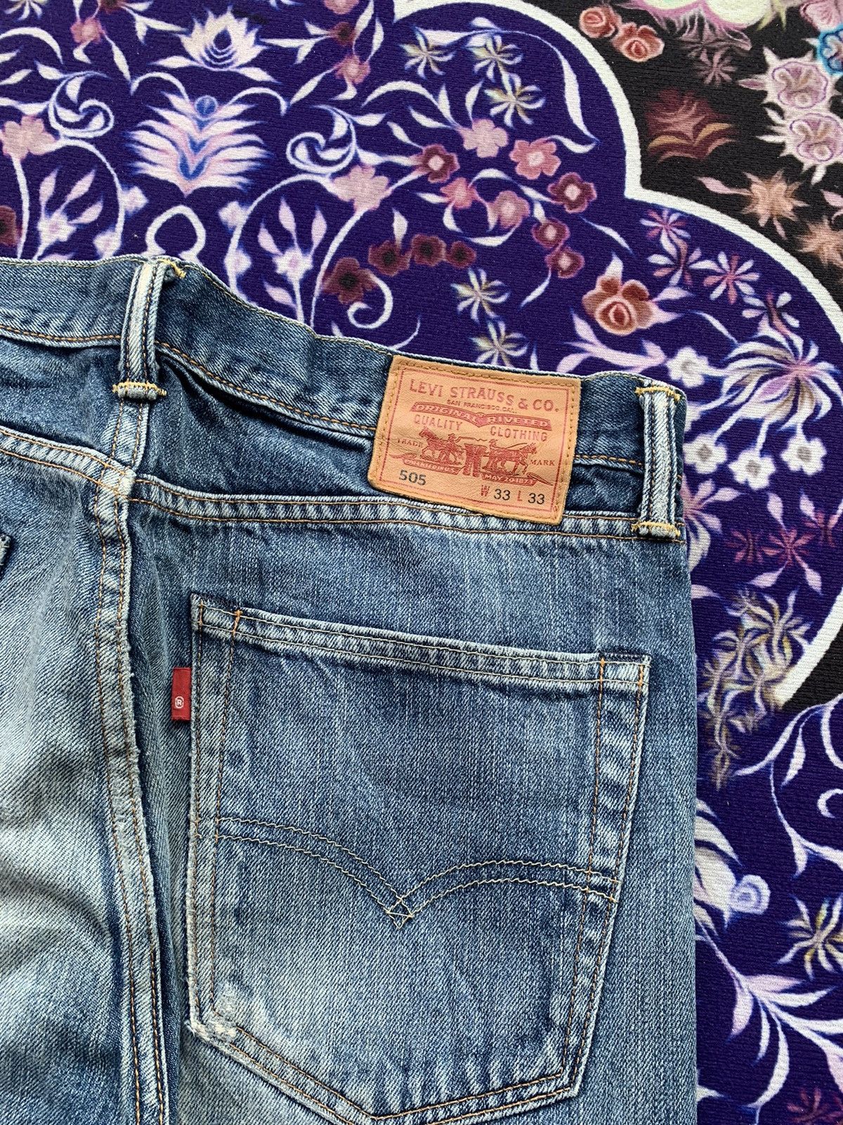 Levi's Levis 505 Single R Faded Wash Denim Size US 35 - 17 Thumbnail