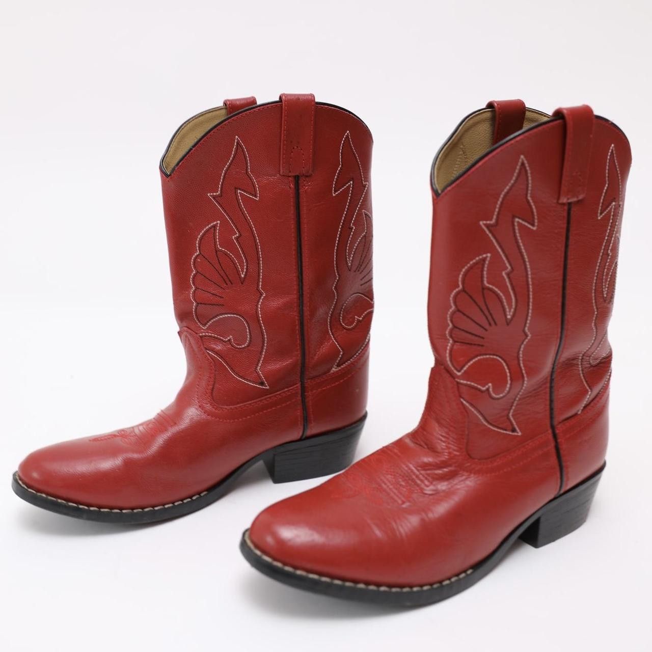 RED LEATHER COWBOY BOOTS 6M