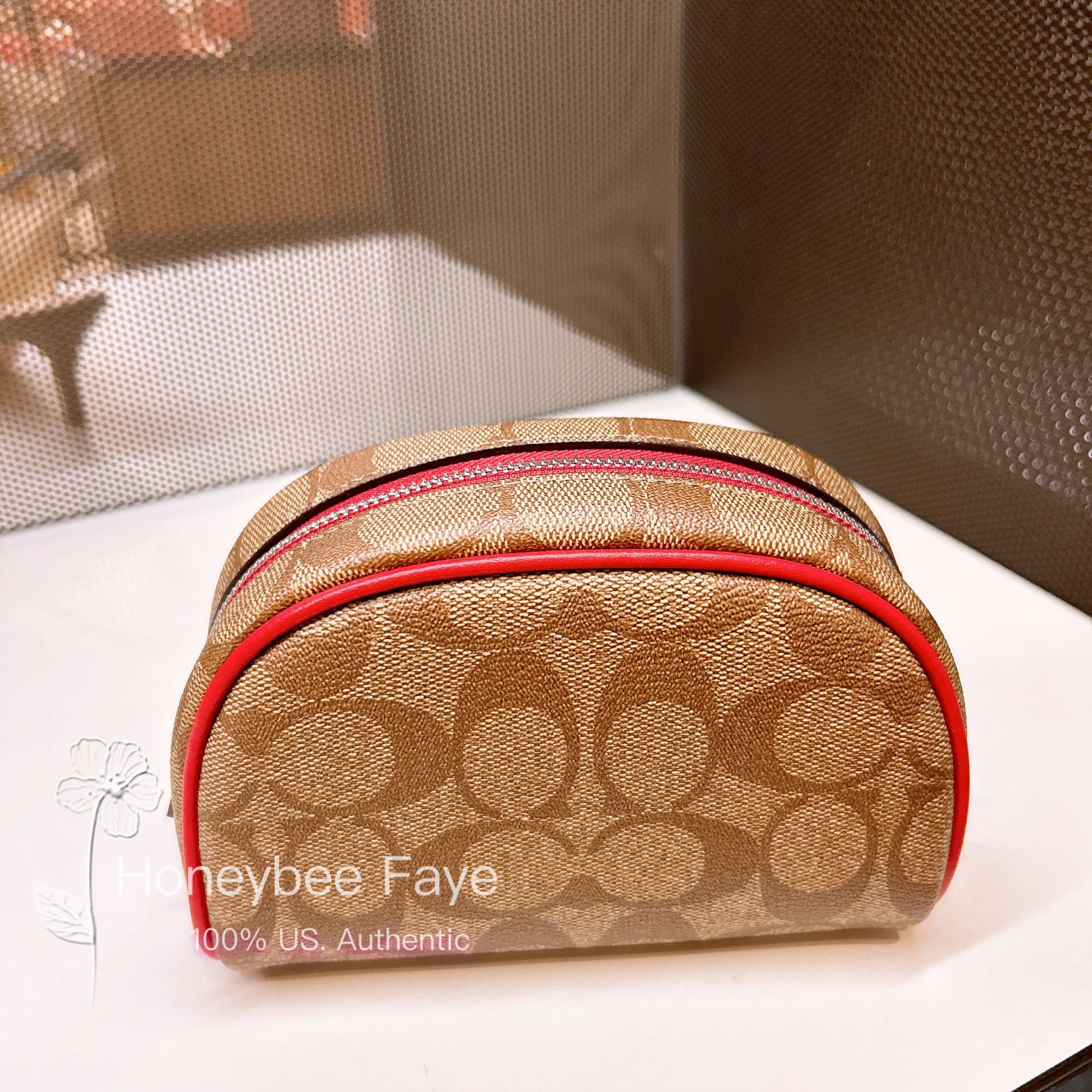 Coach Dome Cosmetic Case In Signature Canvas newest With Wild Strawberry