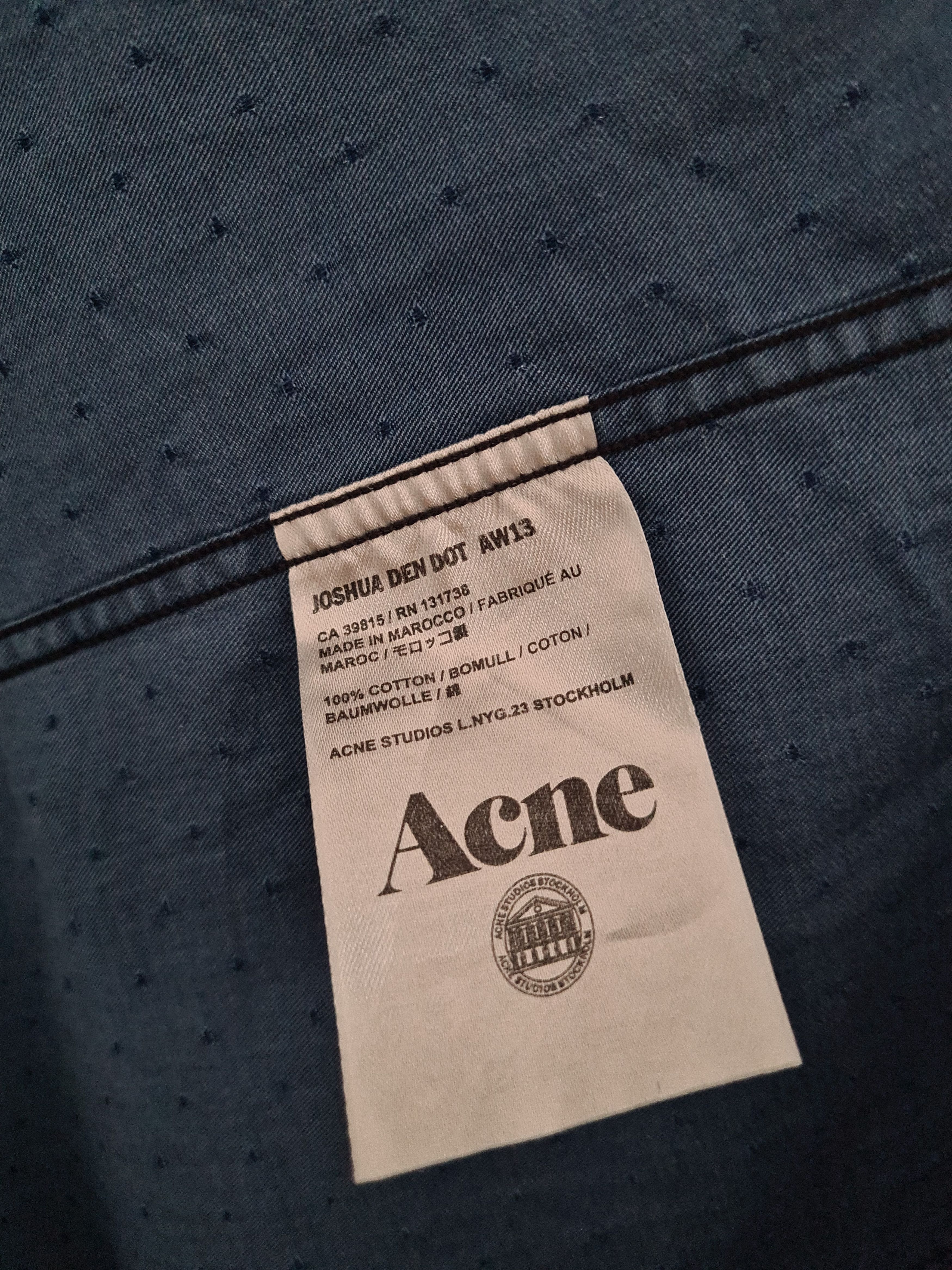 Acne Studios [48] Joshua Den Dot Shirt (AW13) Size US M / EU 48-50 / 2 - 5 Thumbnail