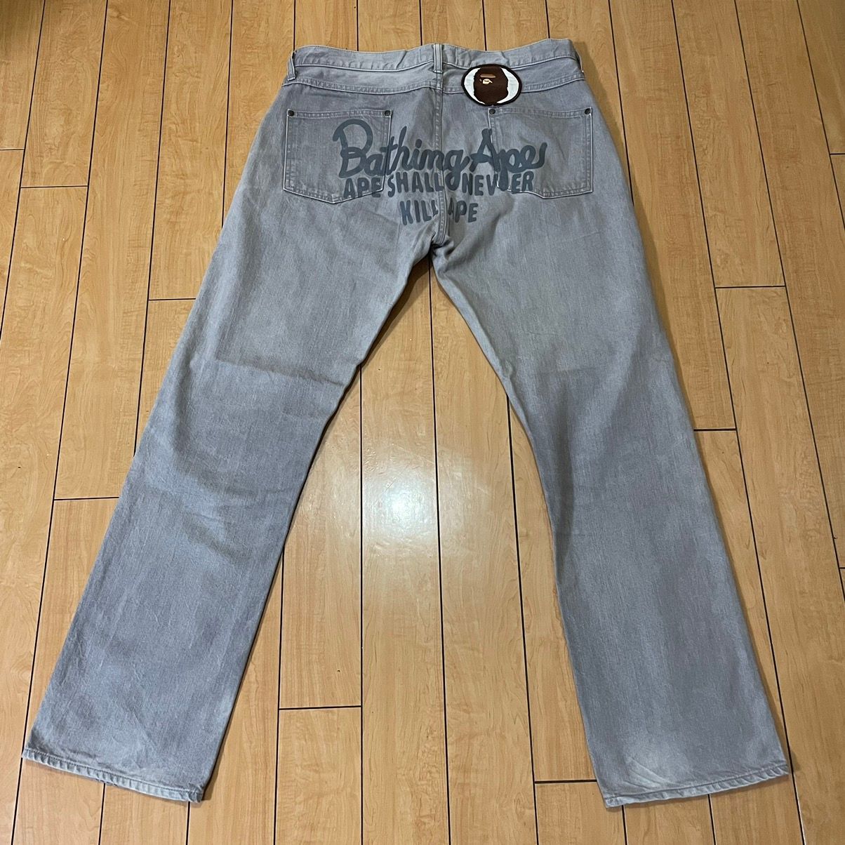 Pre-owned Bape X Nigo Bape Embroidered Pants In Grey