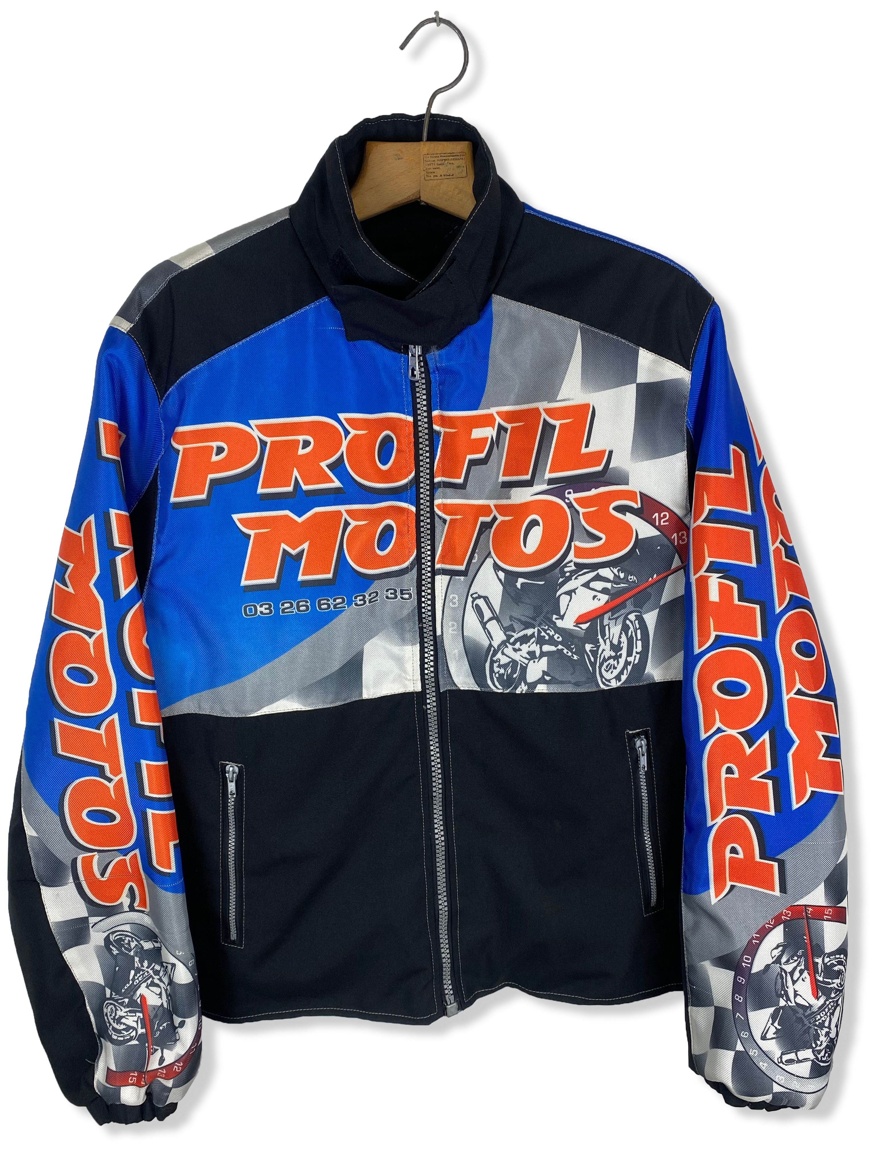 Pre-owned Moto X Racing Vintage Racing Y2k Graphic Jacket M364 In Black/blue