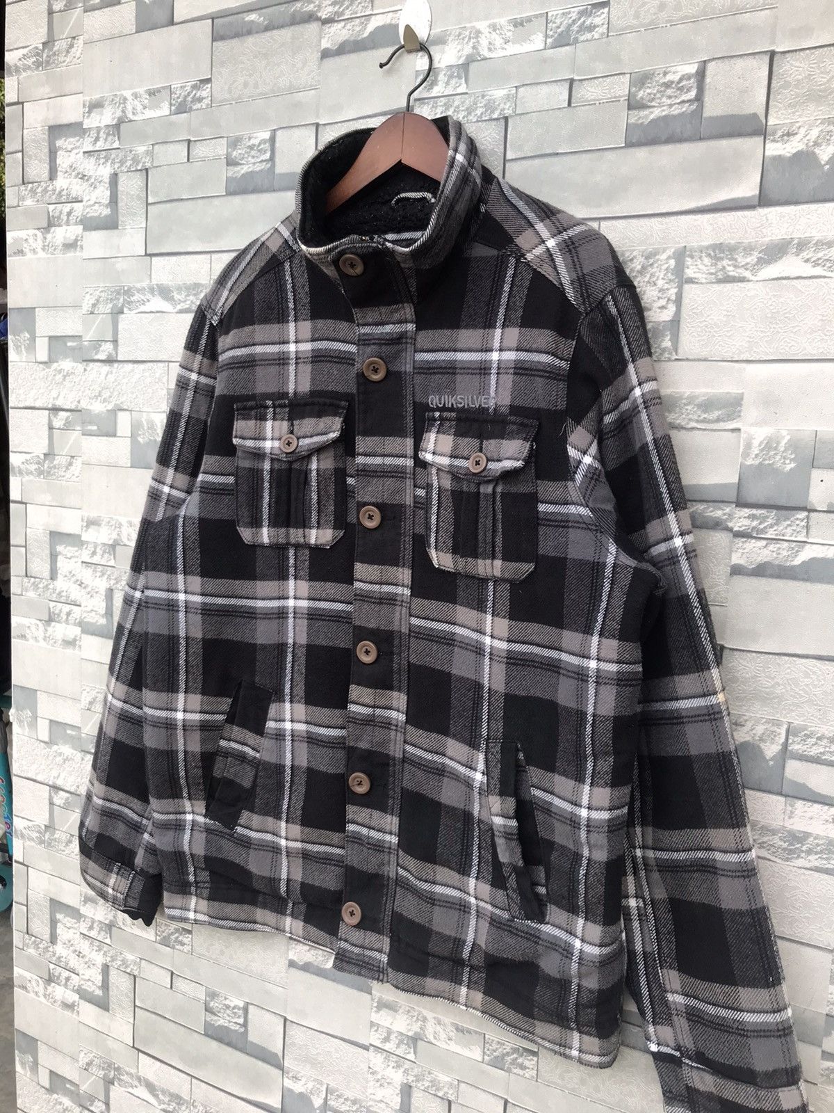 Flannel Vintage Quiksilver Sherpa-Lined Fleece Flannel Jacket Size US L / EU 52-54 / 3 - 7 Thumbnail