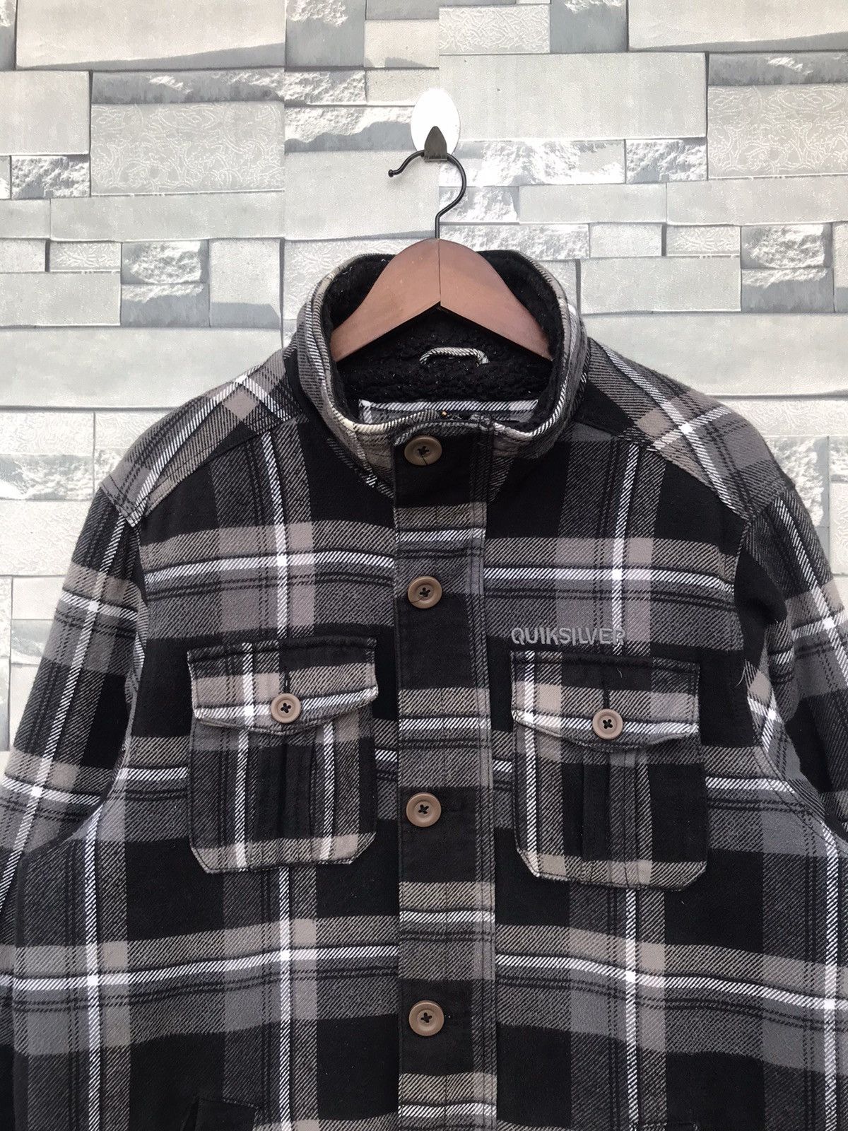 Flannel Vintage Quiksilver Sherpa-Lined Fleece Flannel Jacket Size US L / EU 52-54 / 3 - 5 Thumbnail