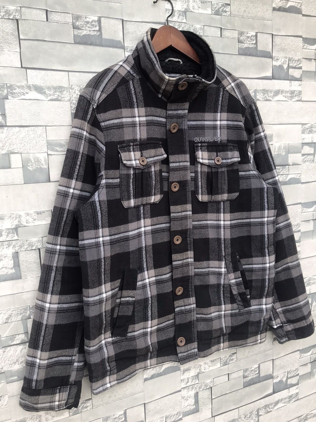 Flannel Vintage Quiksilver Sherpa-Lined Fleece Flannel Jacket Size US L / EU 52-54 / 3 - 6 Thumbnail