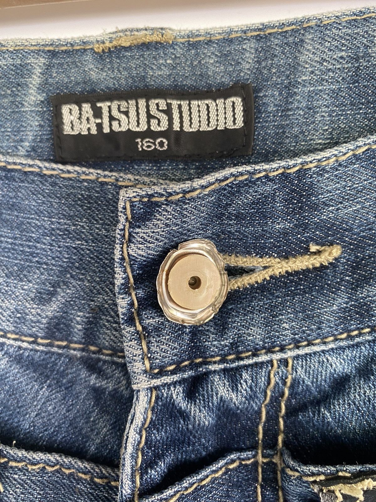 Japanese Brand SKULL Denim BAT-SU STUDIO Double Waist Japan Punk Pant Size US 32 / EU 48 - 11 Thumbnail