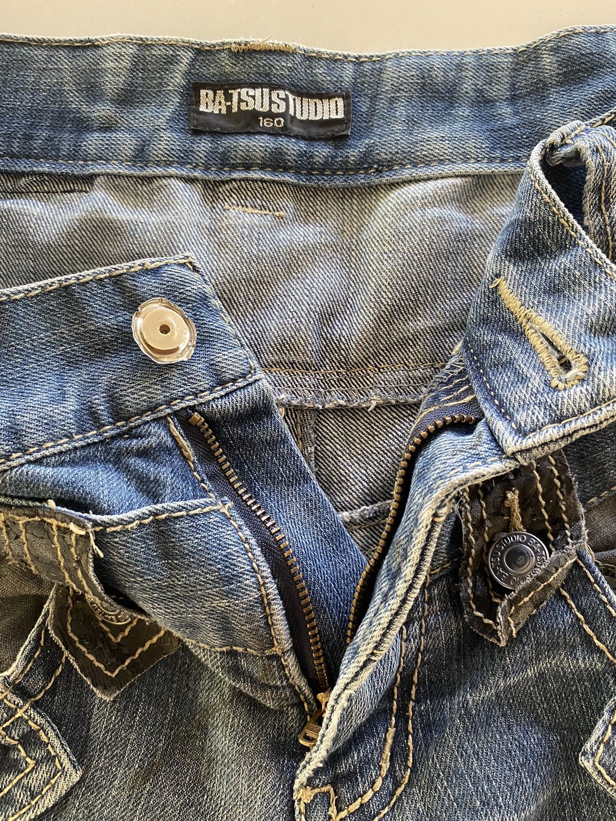 Japanese Brand SKULL Denim BAT-SU STUDIO Double Waist Japan Punk Pant Size US 32 / EU 48 - 8 Thumbnail