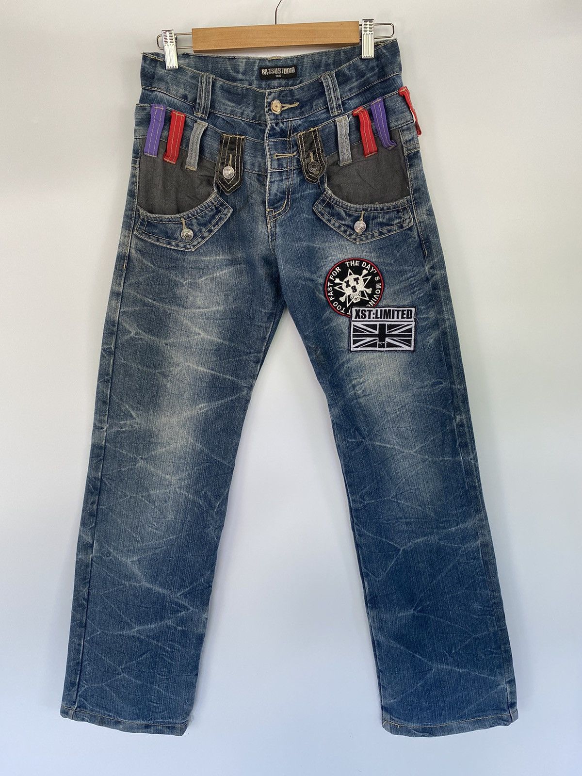Japanese Brand SKULL Denim BAT-SU STUDIO Double Waist Japan Punk Pant Size US 32 / EU 48 - 1 Thumbnail