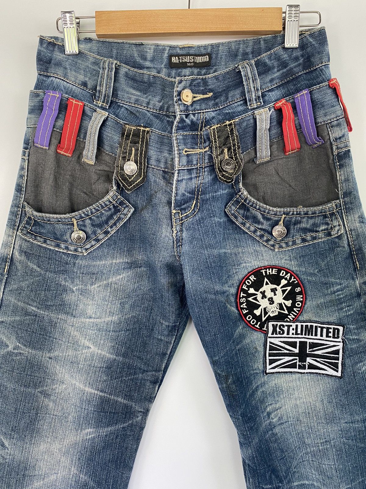 Japanese Brand SKULL Denim BAT-SU STUDIO Double Waist Japan Punk Pant Size US 32 / EU 48 - 5 Thumbnail