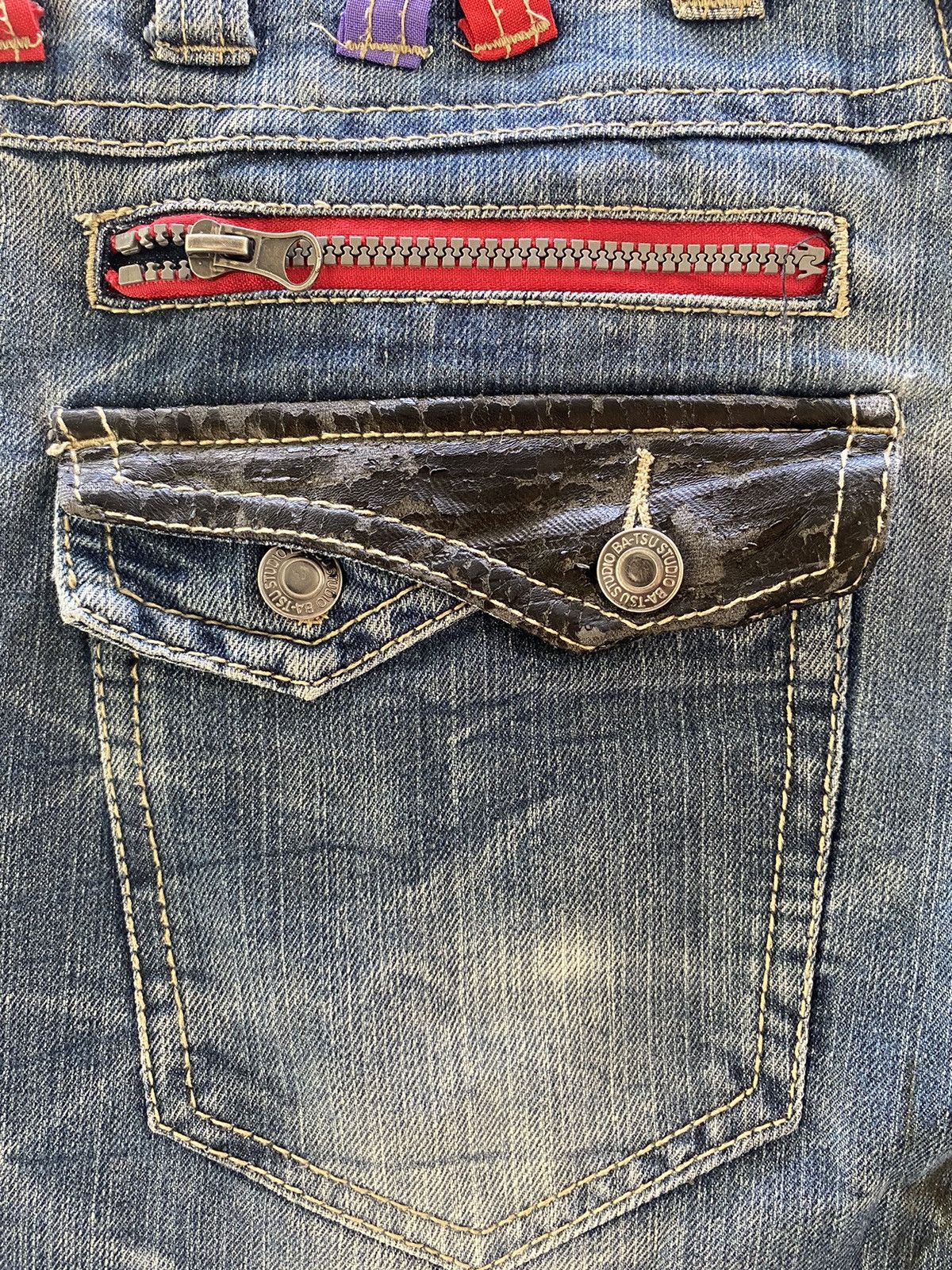 Japanese Brand SKULL Denim BAT-SU STUDIO Double Waist Japan Punk Pant Size US 32 / EU 48 - 13 Thumbnail