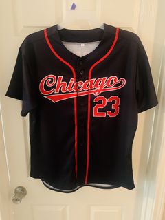 Michael Jordan Bulls baseball jersey Large New with tags black with stripe  throwback