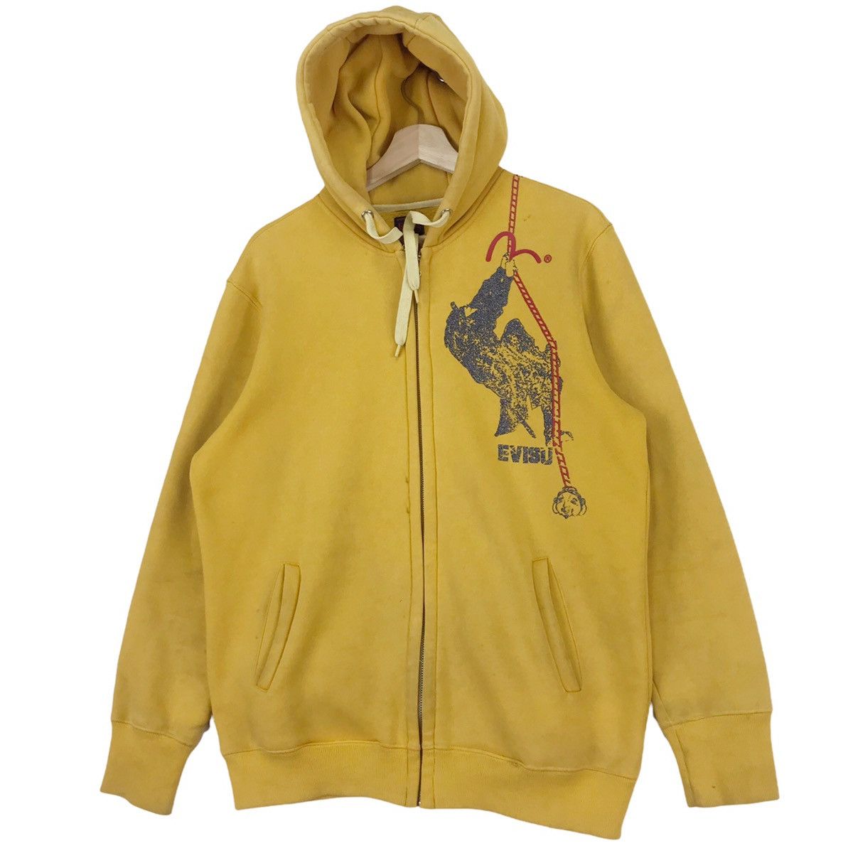 Evisu Sun Faded Zipper Samurai Hoodie