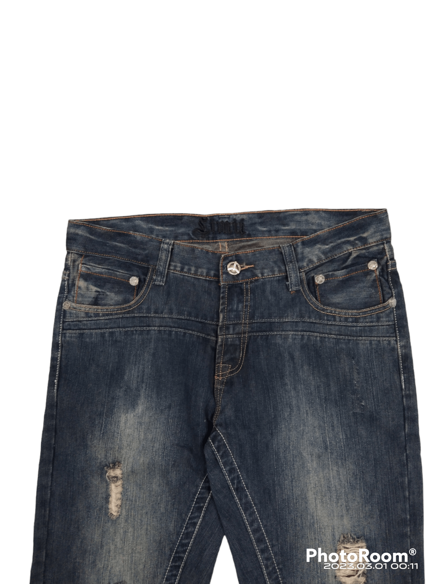 Japanese Brand FLARE🔥WASHED BLUE RIPED LIMIT DENIM PANTS Size US 33 - 4 Thumbnail