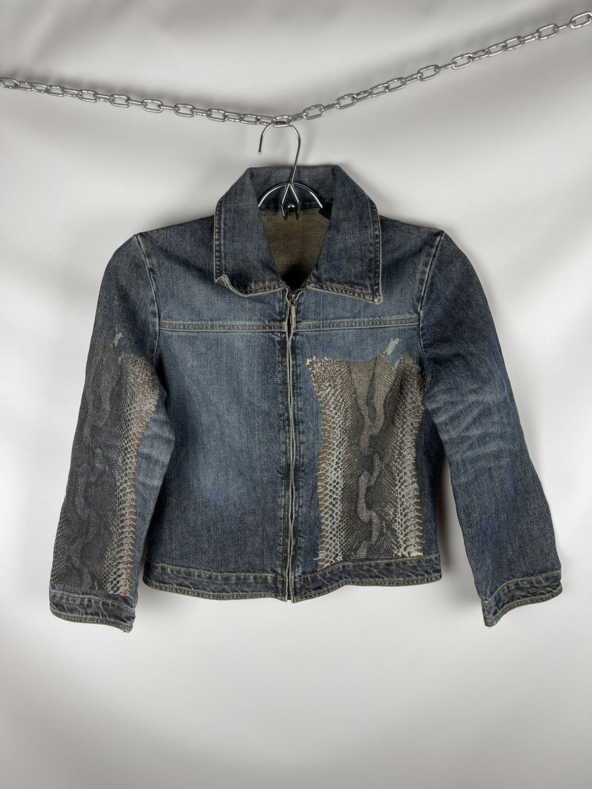 Just Cavalli vintage denim jacket snake 🐍 pattern print