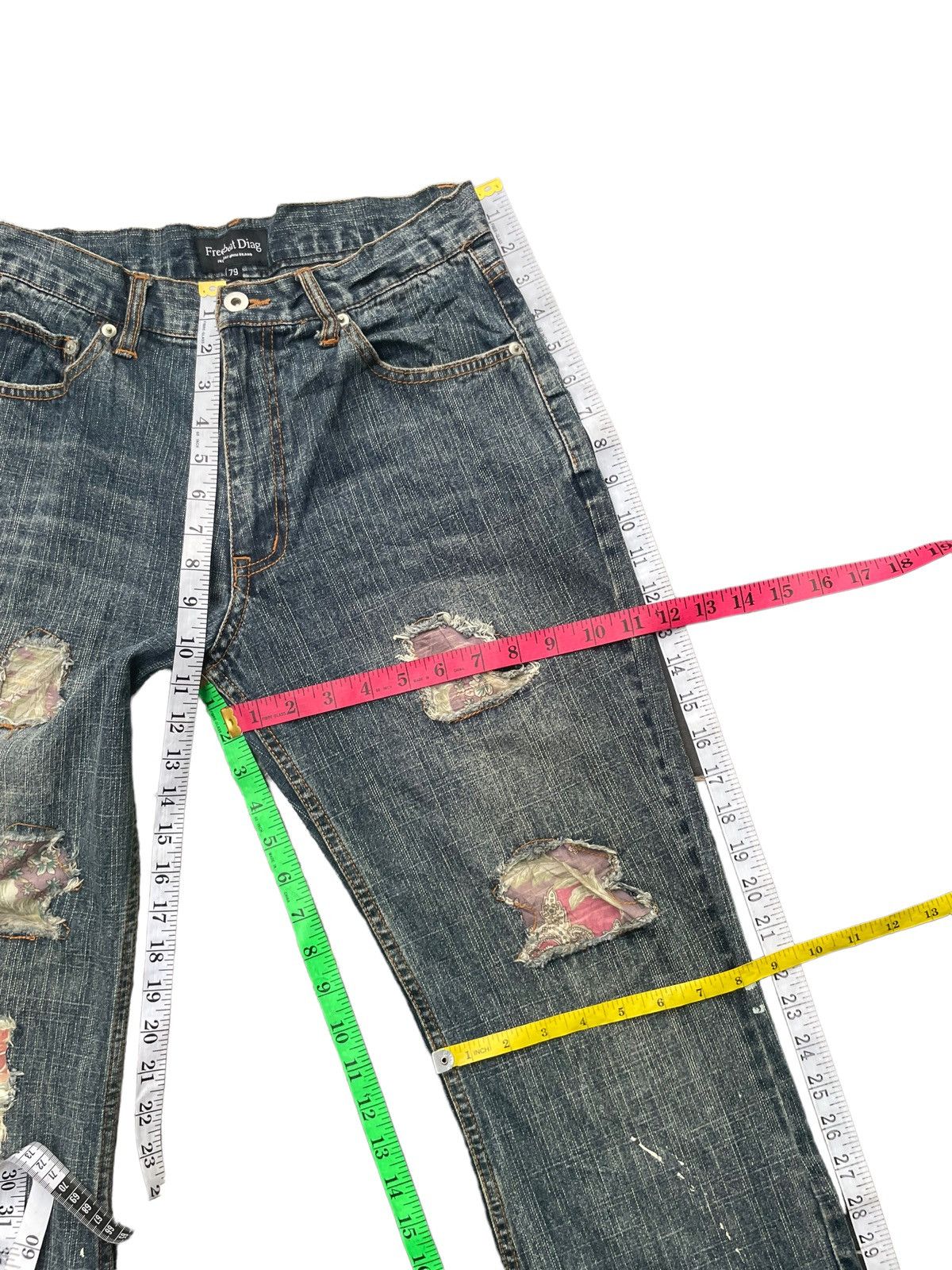 Japanese Brand Freebeat Diag Distresed Denim Size US 30 / EU 46 - 18 Thumbnail