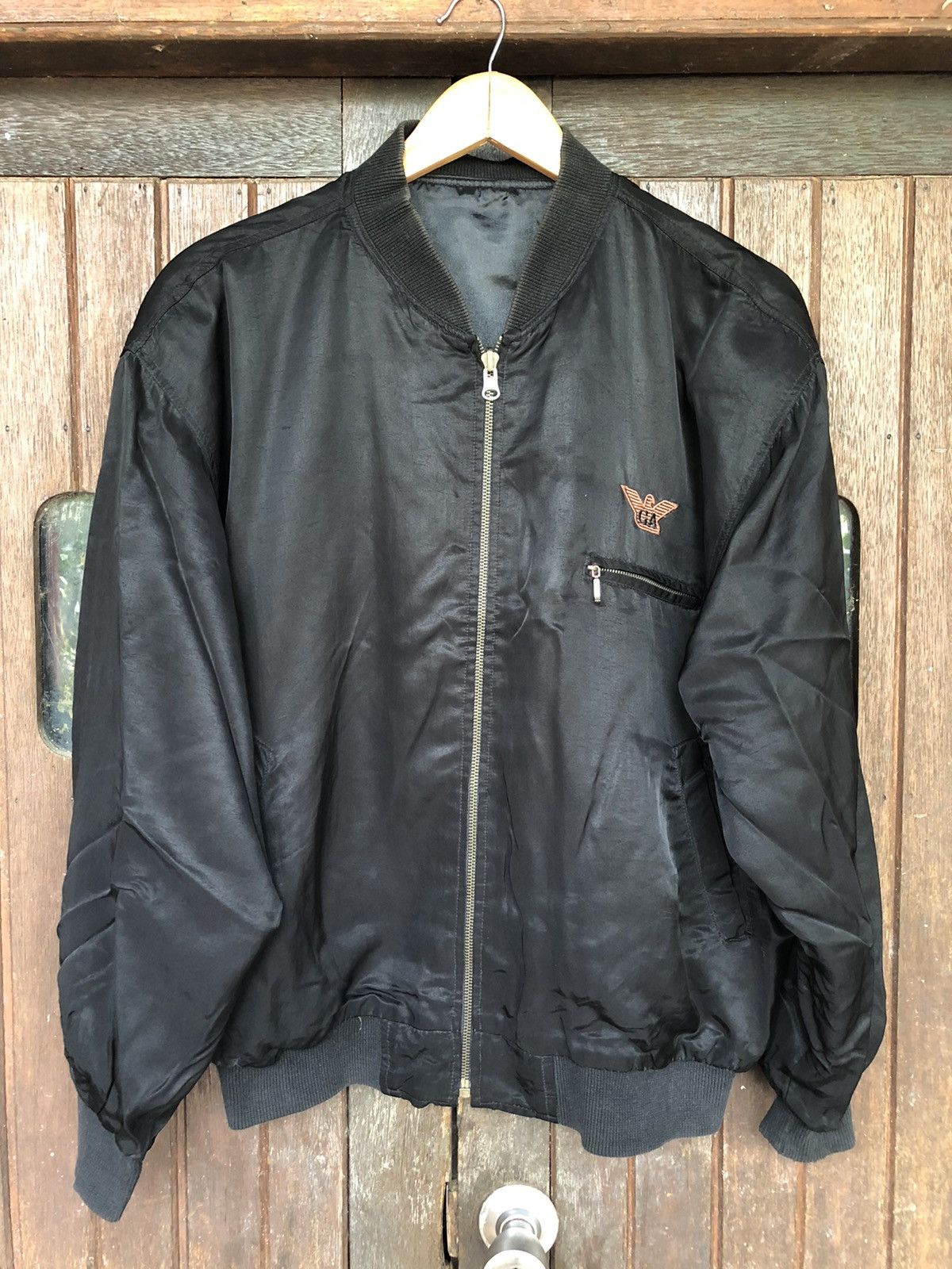 Giorgio Armani Giogio Armani embroidered Black Satin Bomber Jackets Size US L / EU 52-54 / 3 - 2 Thumbnail