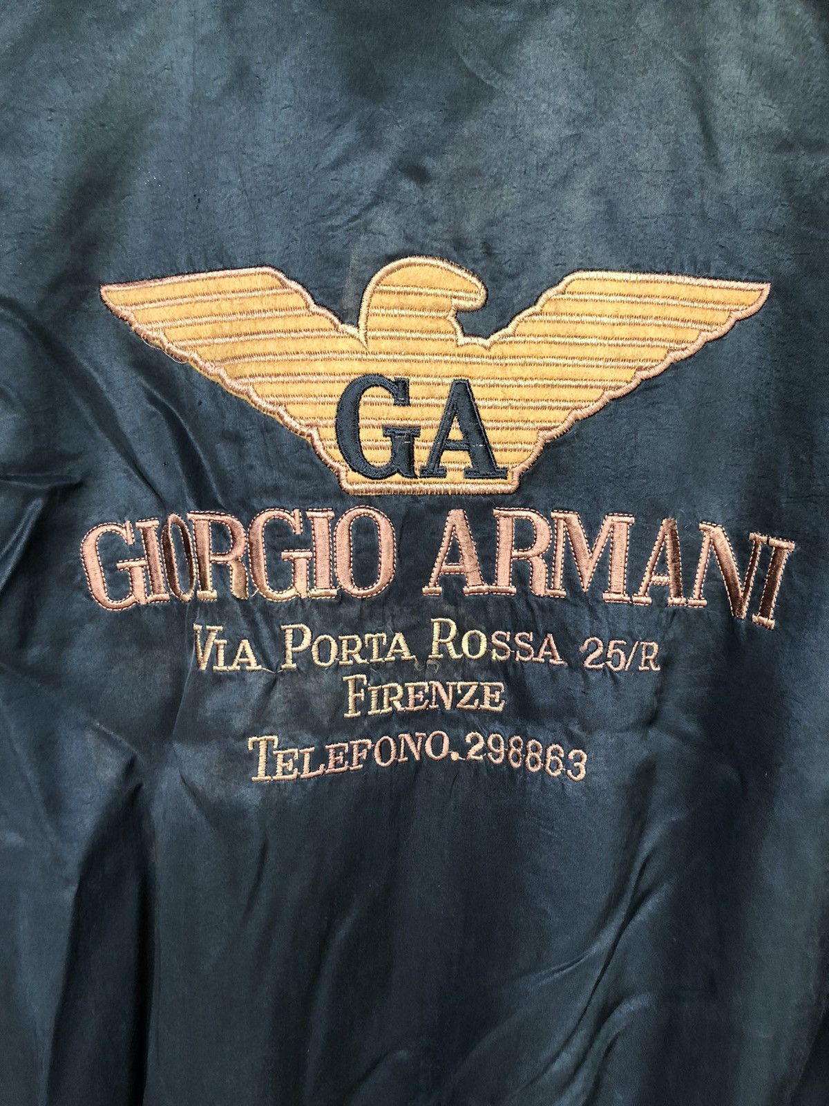 Giorgio Armani Giogio Armani embroidered Black Satin Bomber Jackets Size US L / EU 52-54 / 3 - 4 Thumbnail