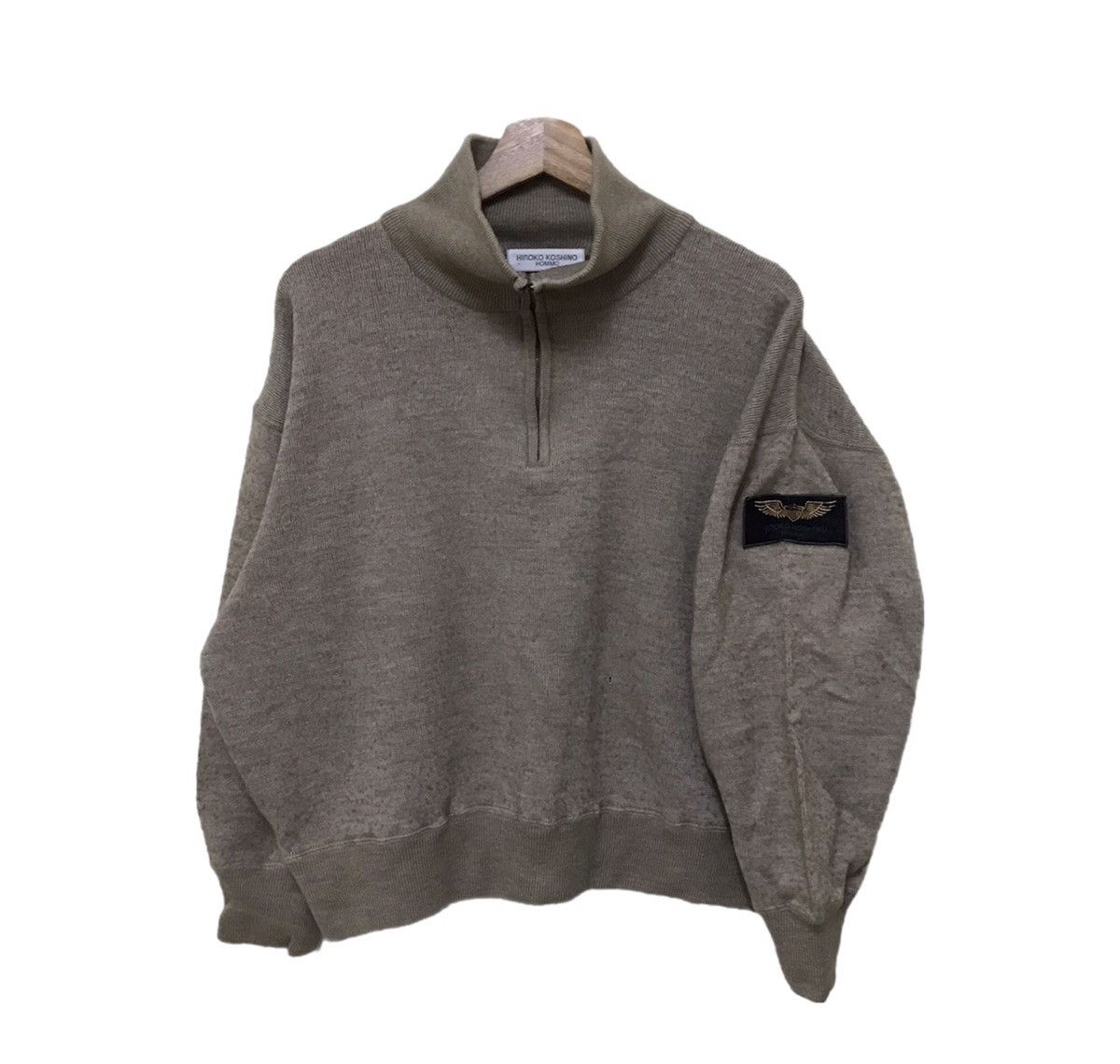 Hiroko Koshino Homme × Japanese Brand × Vintage Vintage Hiroko Koshino Homme Sweatshirt Half Zip Size US L / EU 52-54 / 3 - 1 Thumbnail