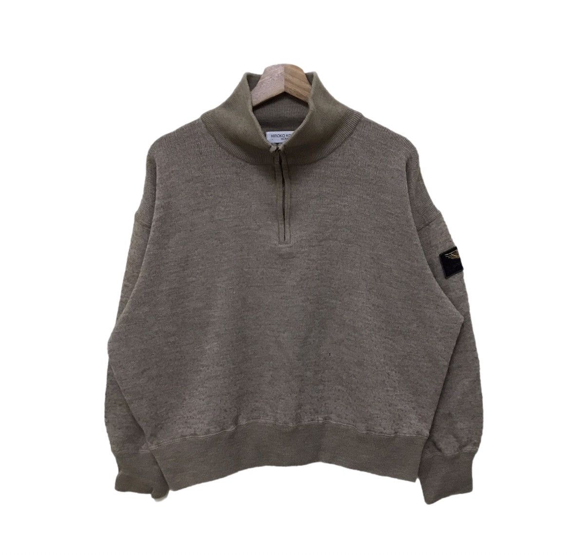 Hiroko Koshino Homme × Japanese Brand × Vintage Vintage Hiroko Koshino Homme Sweatshirt Half Zip Size US L / EU 52-54 / 3 - 2 Thumbnail
