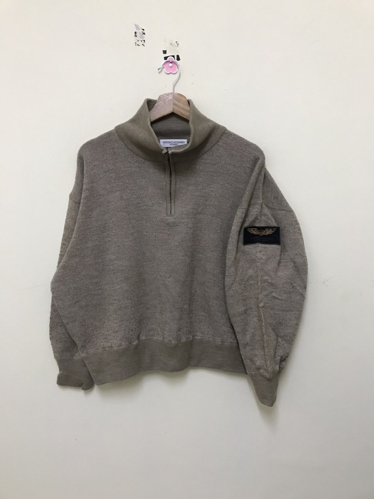 Hiroko Koshino Homme × Japanese Brand × Vintage Vintage Hiroko Koshino Homme Sweatshirt Half Zip Size US L / EU 52-54 / 3 - 4 Thumbnail