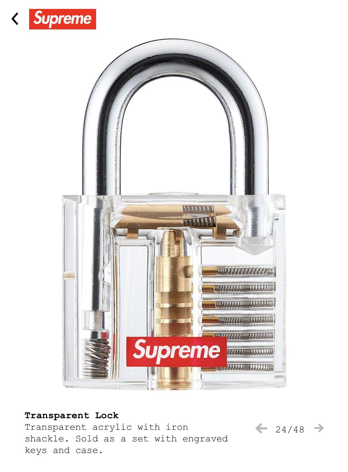 Supreme Supreme Transparent Lock SS20 Size ONE SIZE - 4 Thumbnail