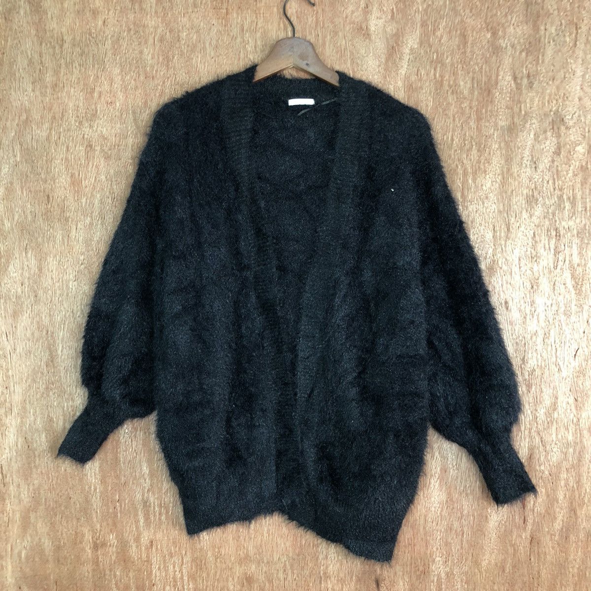 Homespun Knitwear Japan GU Black shaggy soft fur Mohair Cardigan #c403 Size S / US 4 / IT 40 - 1 Thumbnail
