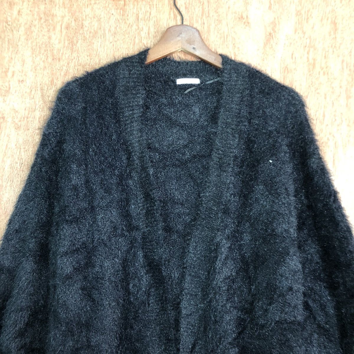 Homespun Knitwear Japan GU Black shaggy soft fur Mohair Cardigan #c403 Size S / US 4 / IT 40 - 2 Thumbnail